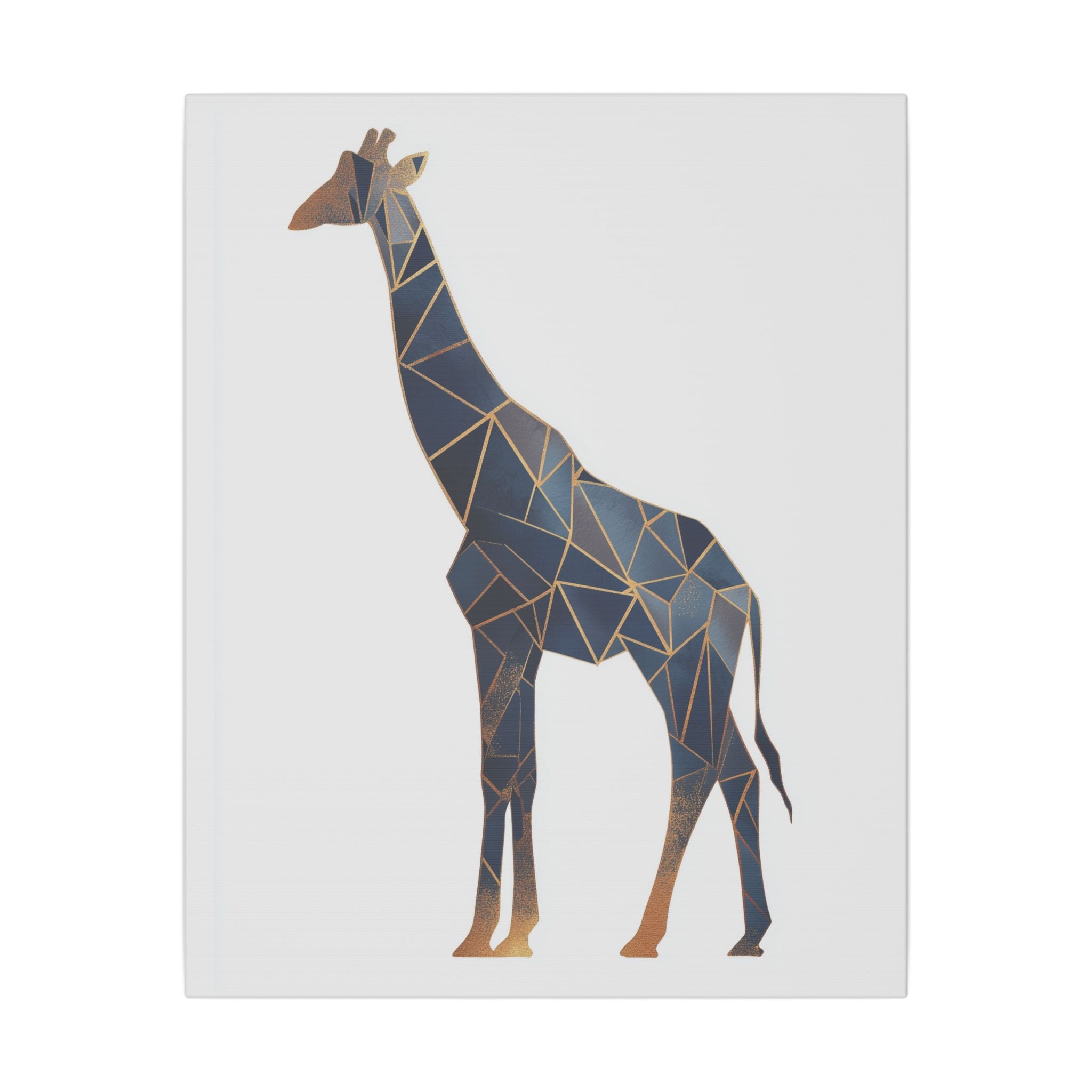 Prismatic Giraffe: Geometric Wildlife Art, Modern Mosaic Deconstruction, Angular Blue and Bronze Composition   |  Personalized & Custom