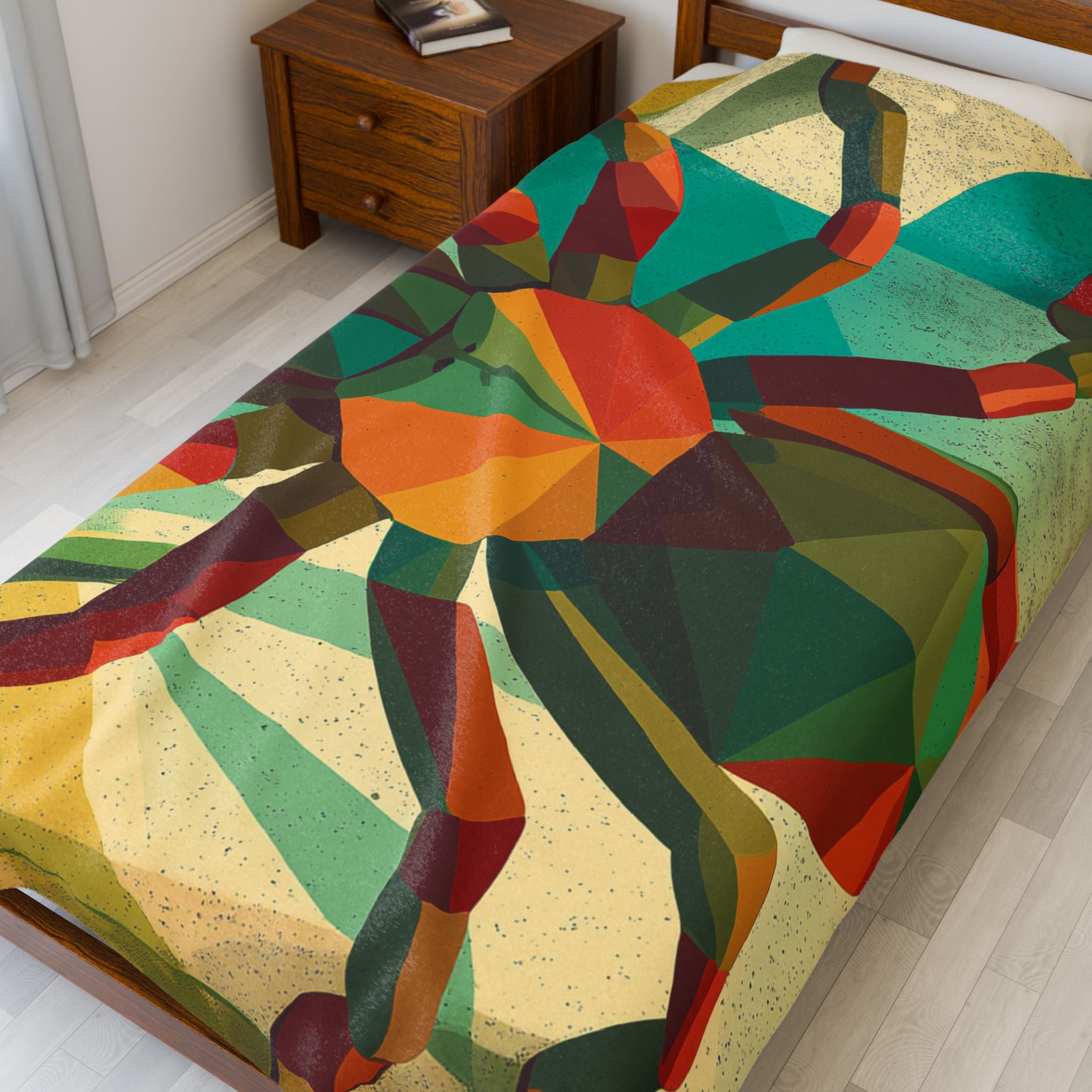 Colorful Spider Velveteen Plush Blanket, Cozy Throw Blanket for Halloween Decor, Great for Kids' Room, Unique Gift