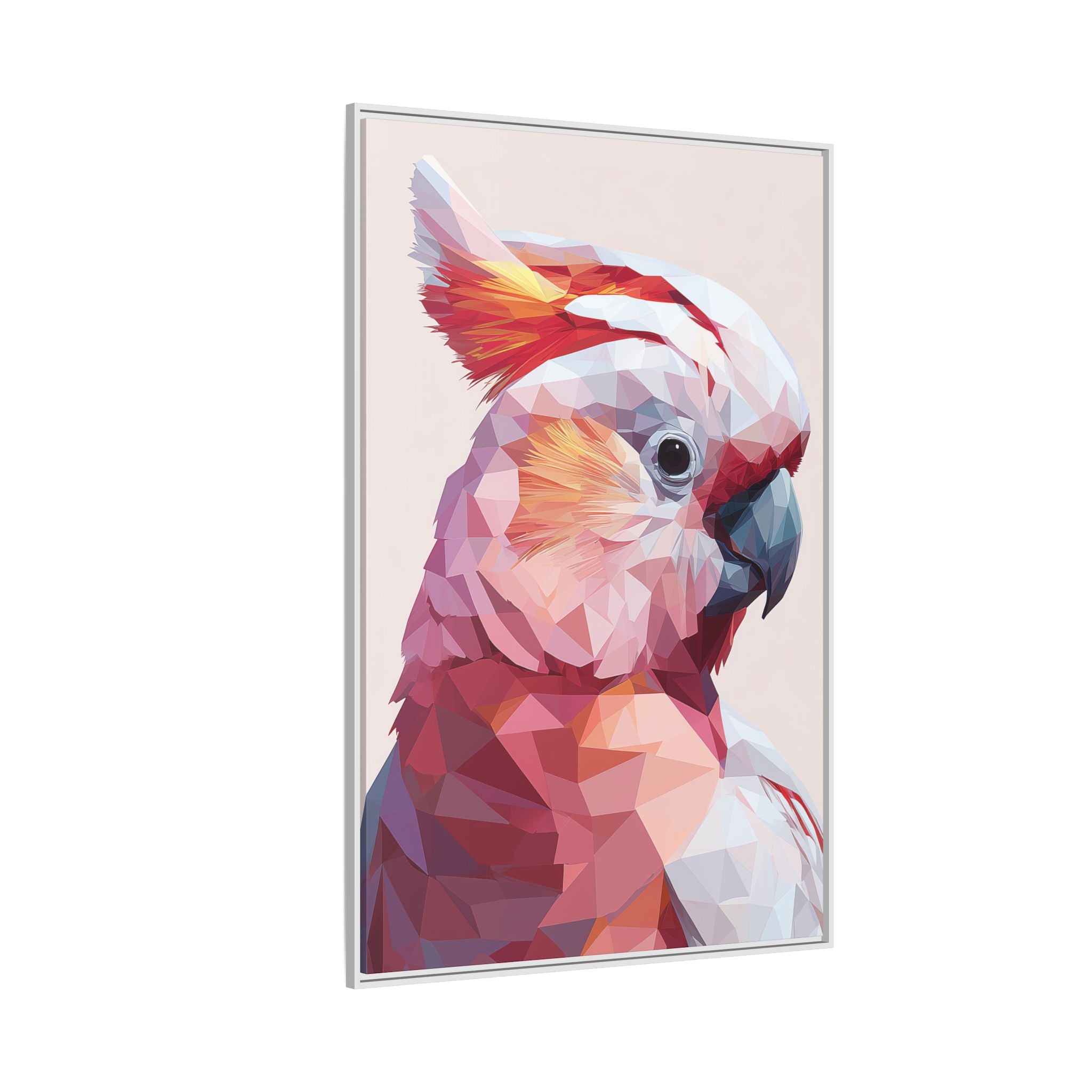Prismatic Cockatoo: Geometric Bird Portrait, Low-Poly Digital Art   |  Personalized & Custom Orders Available