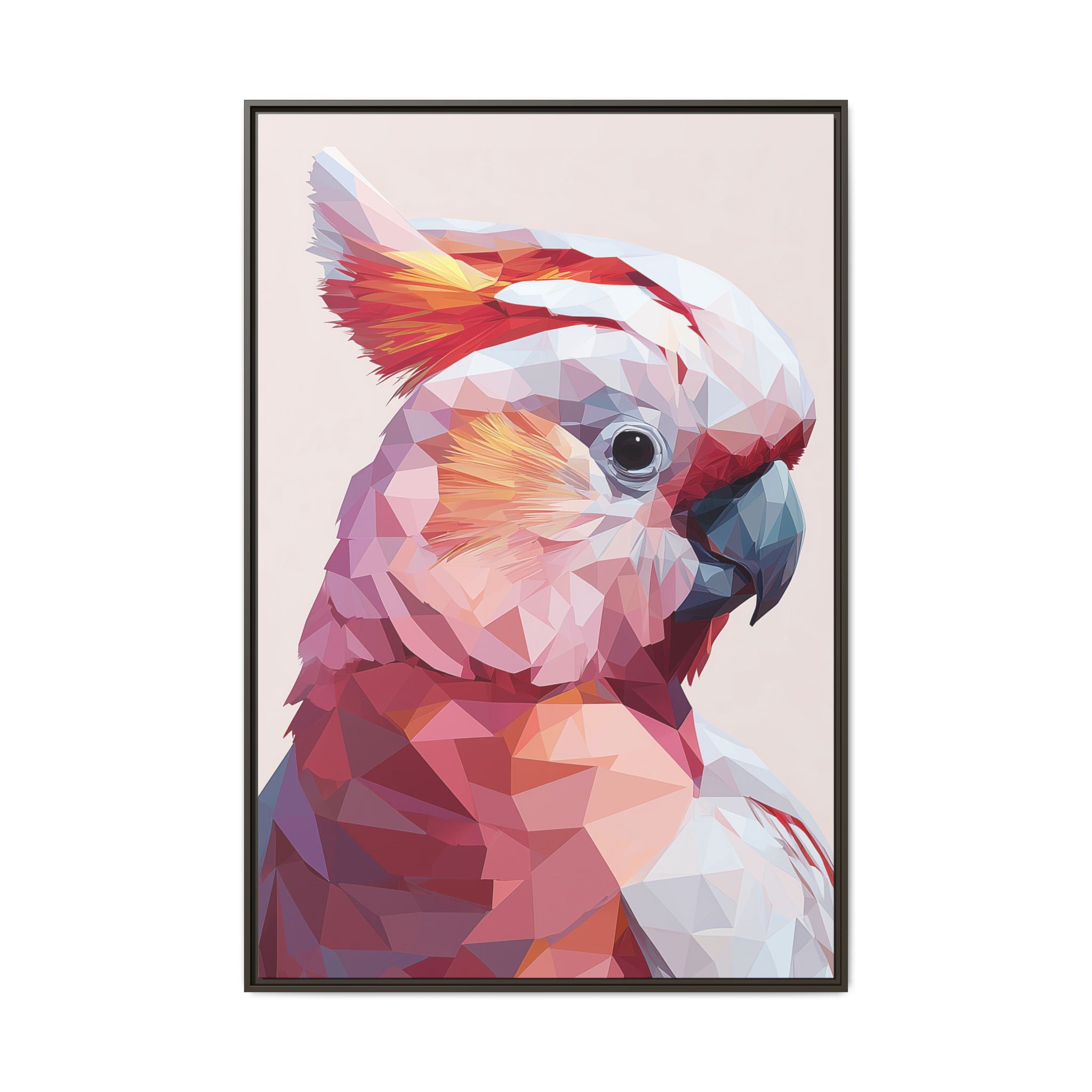 Prismatic Cockatoo: Geometric Bird Portrait, Low-Poly Digital Art   |  Personalized & Custom Orders Available