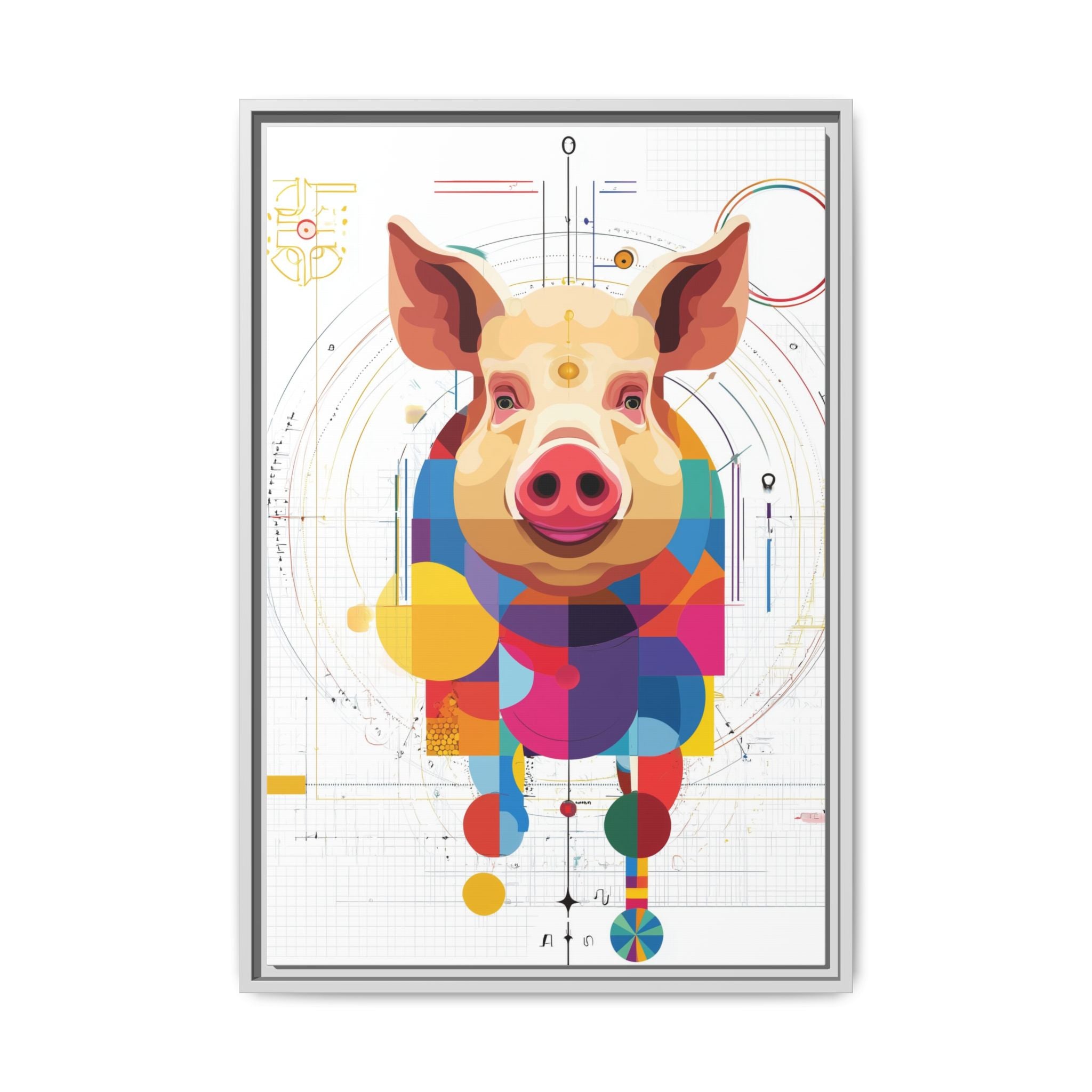 Geometric Pig: Digital Cubist Portrait, Mathematical Animal Abstraction   |    Custom Orders Available