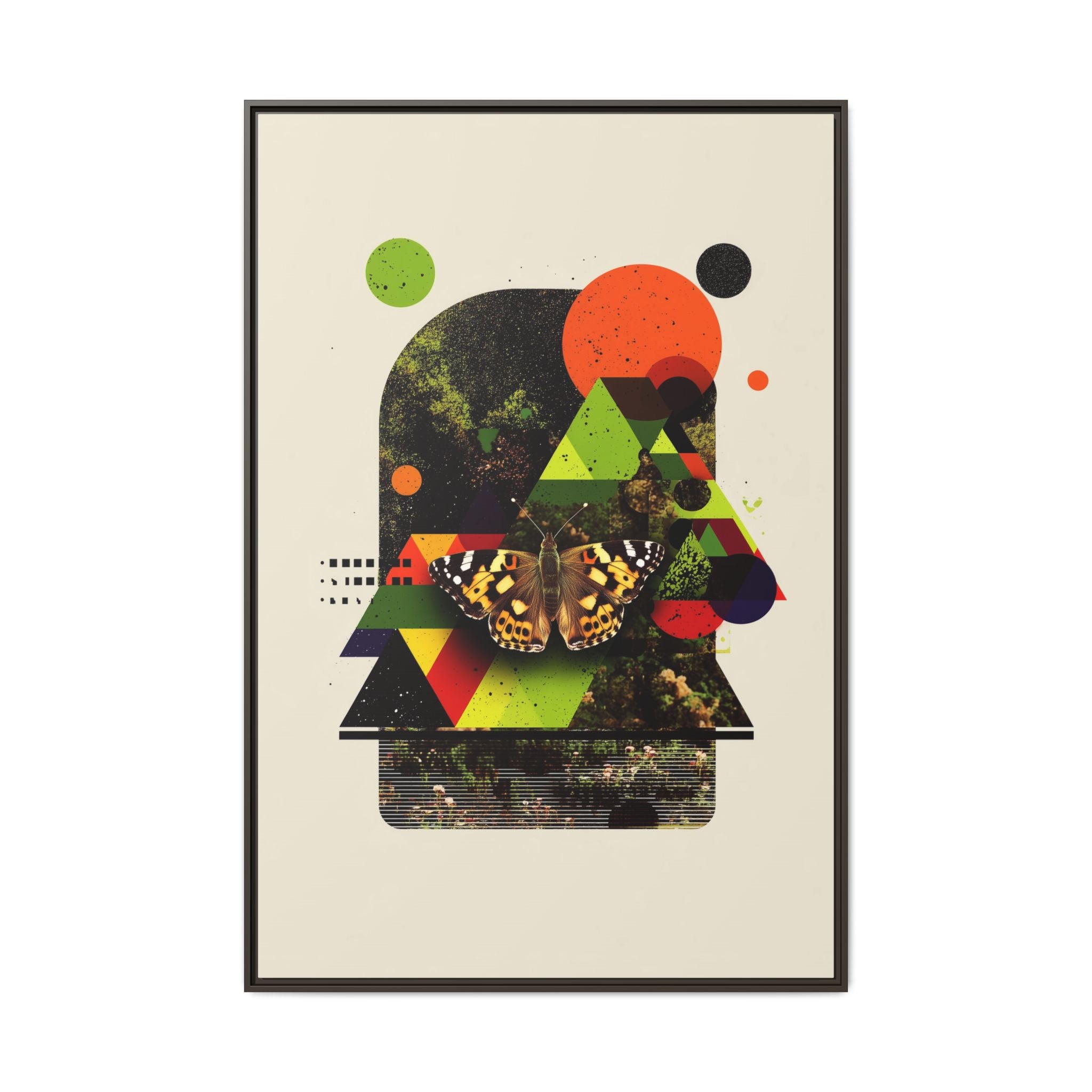 Metamorphic Geometries Framed Print: Digital Nature Collage, Butterfly Abstract Design   |   Custom Orders Available