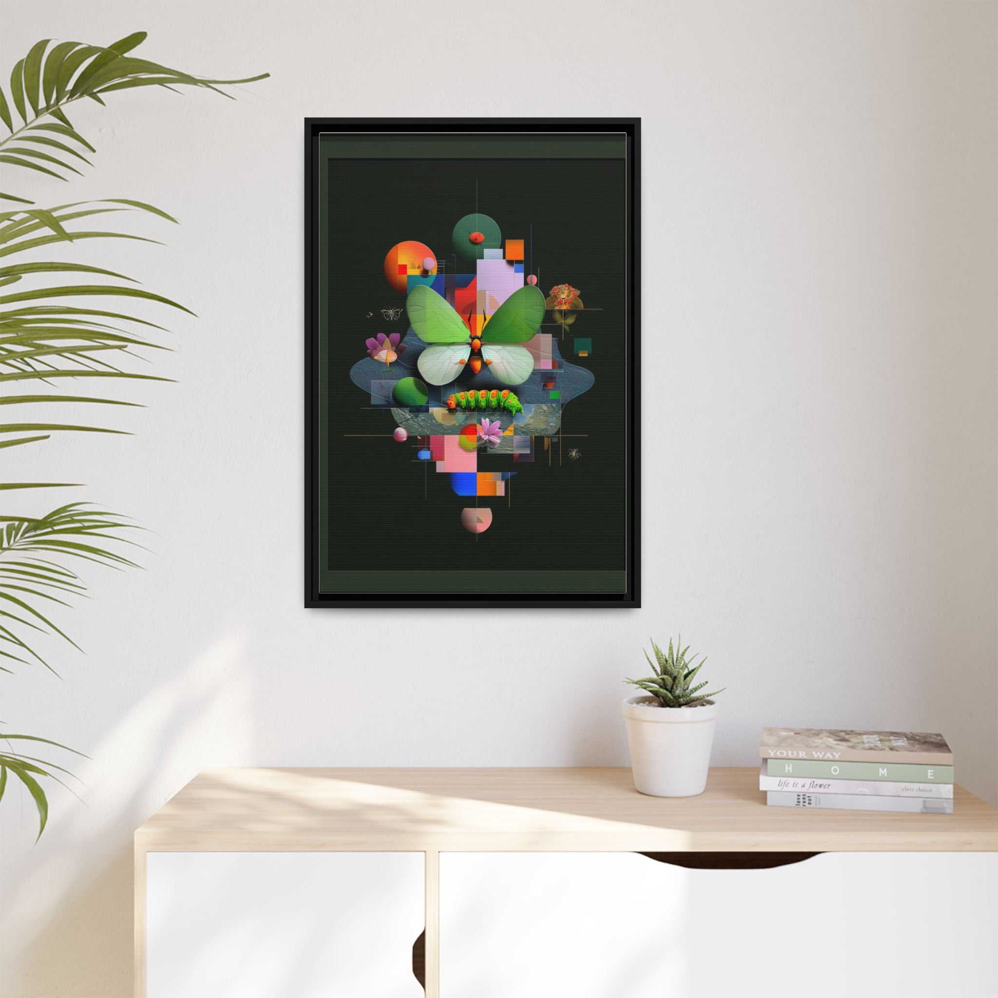 Metamorphosis Geometry Framed Print : Digital Nature Synthesis, Butterfly Abstraction   |  Personalized & Custom Orders Available