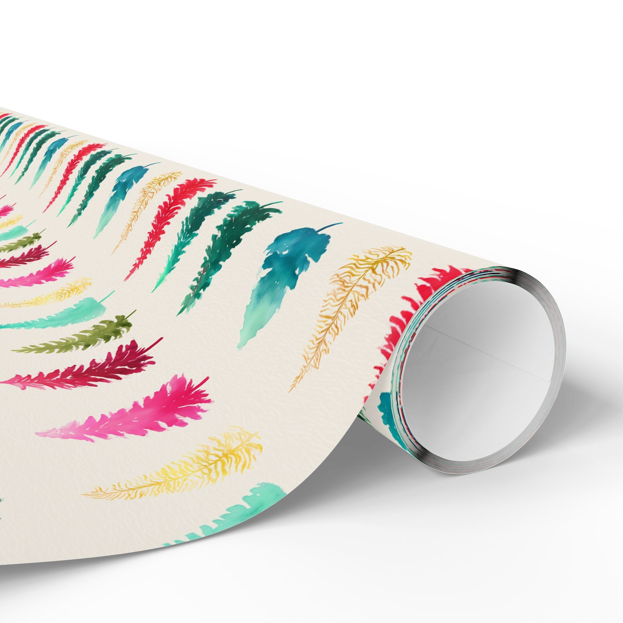 Feather Watercolor Wrapping Paper - Boho Gift Wrap Roll for Birthdays & Weddings