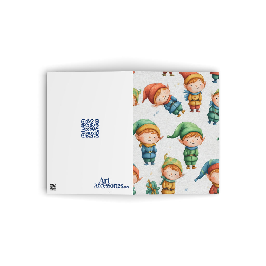 Cute Christmas Elf Pattern Greeting Cards — Holiday Note Cards for Kids & Family