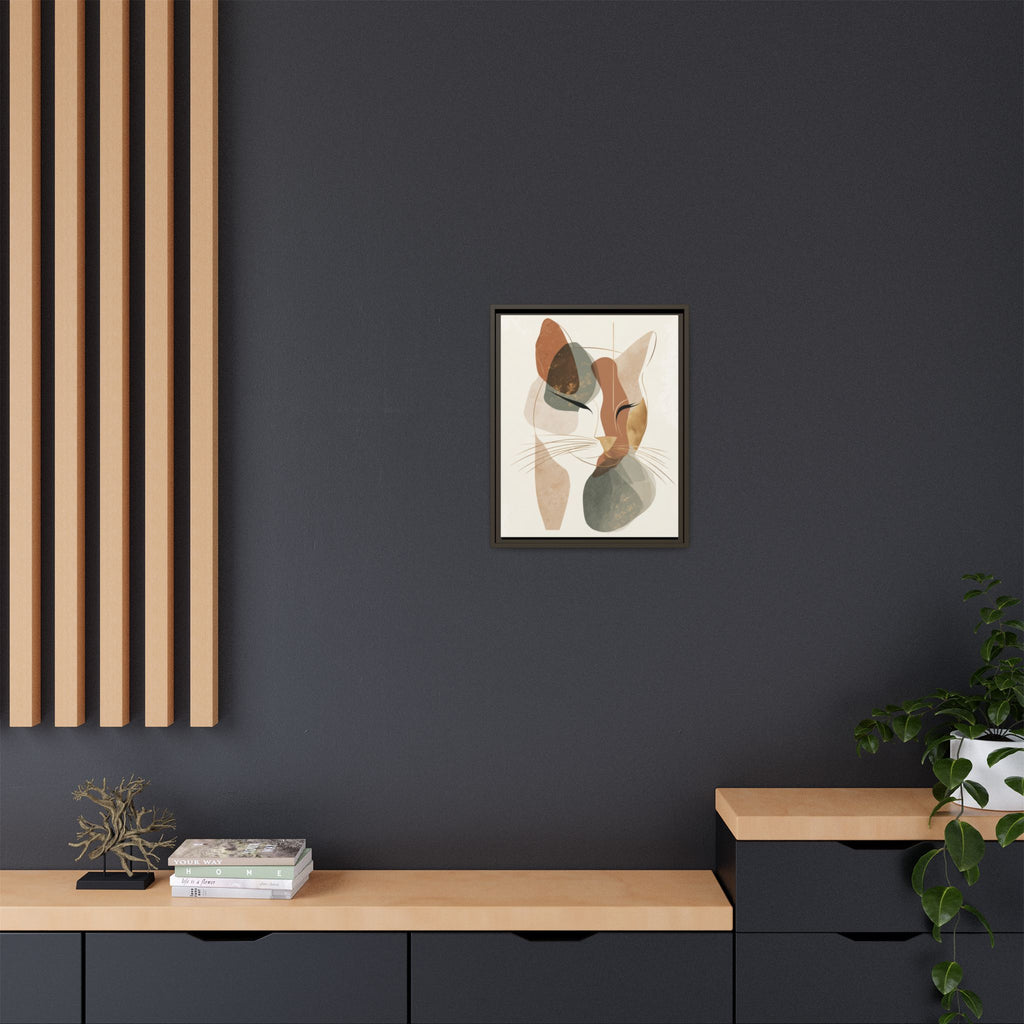 Feline Geometry: Abstract Cat Portrait, Minimalist Earth Tones   |  Personalized & Custom Orders Available