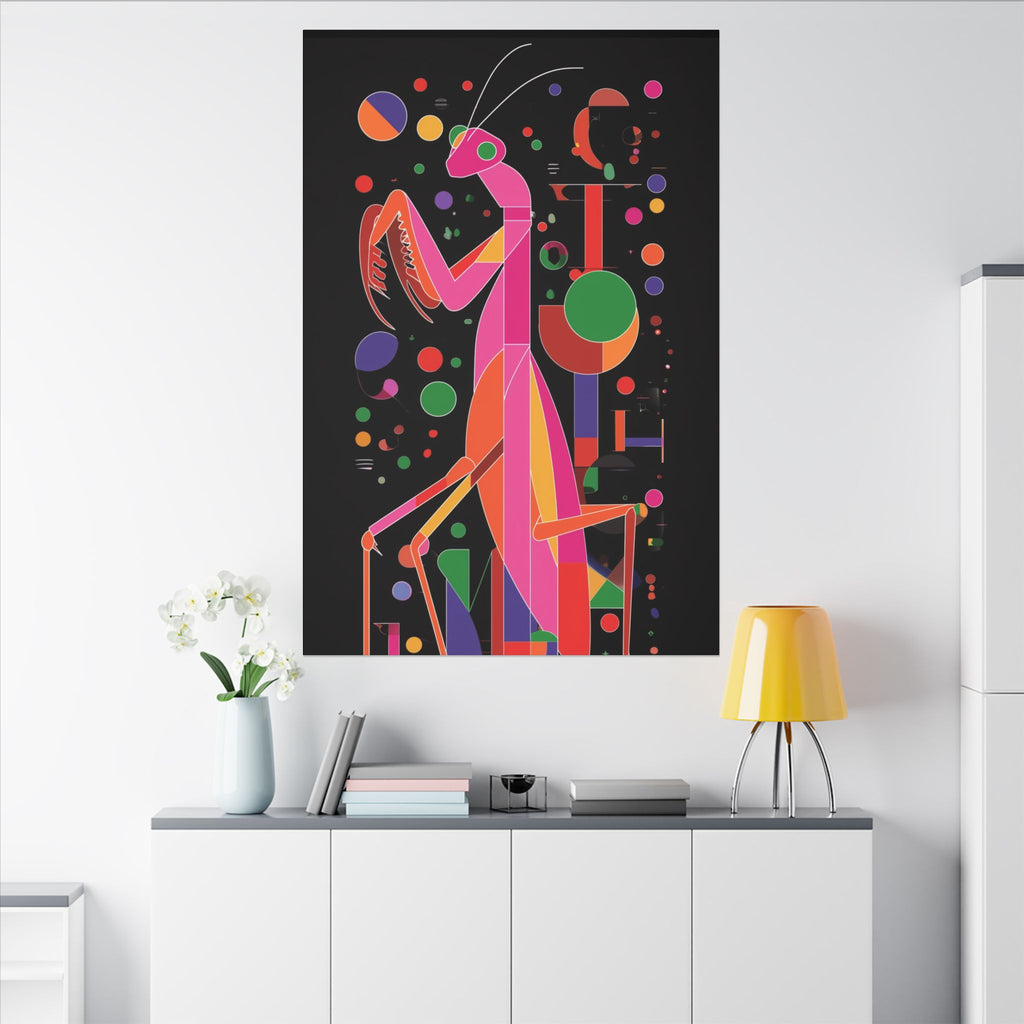 Geometric Mantis: Vibrant Abstract Insect Art, Modernist Design Collection   |    Custom Orders Available