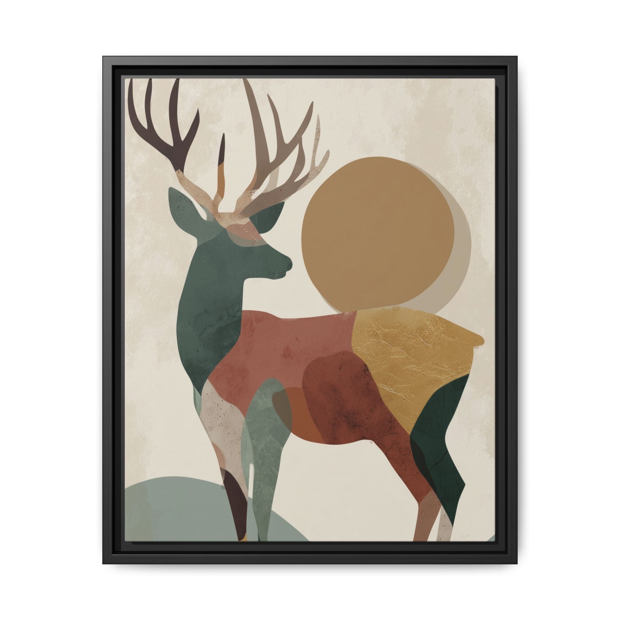 Geometric Deer Mosaic Framed Print : Modern Abstract Wildlife Art, Minimalist Nature Print   |  Personalized & Custom Orders Available