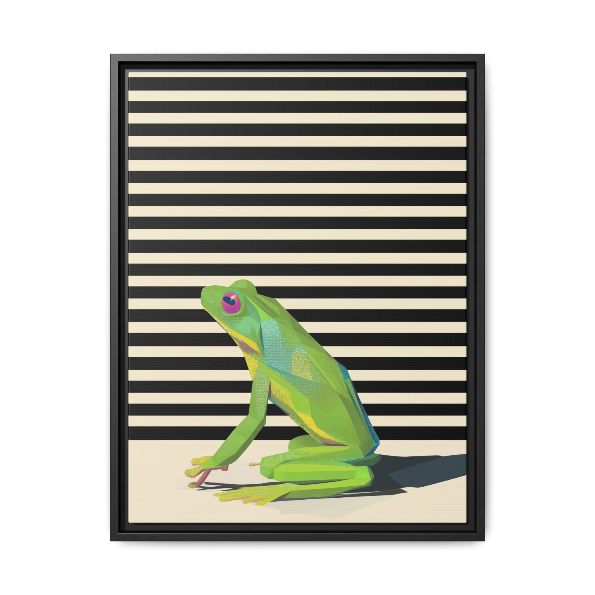 Stylized Frog Portrait Framed Print , Minimalist Pop Art Design   |  Personalized & Custom Orders Available