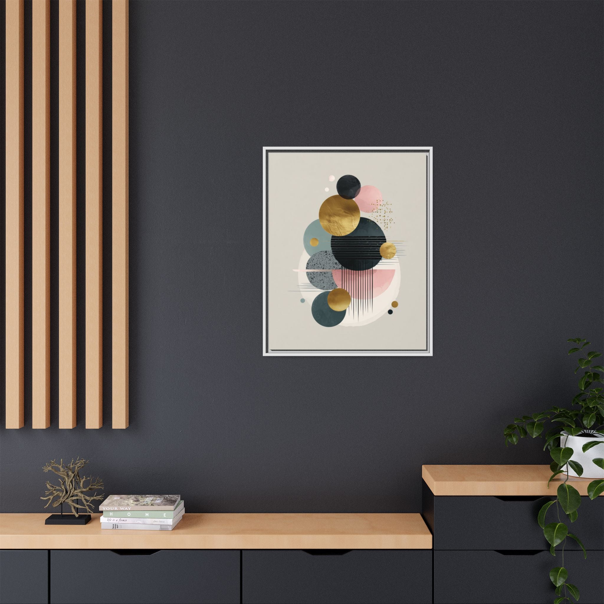 Geometric Harmony: Intersecting Circles, Mid-Century Modern Design, Abstract Metallic Composition   |   Custom Orders Accepted