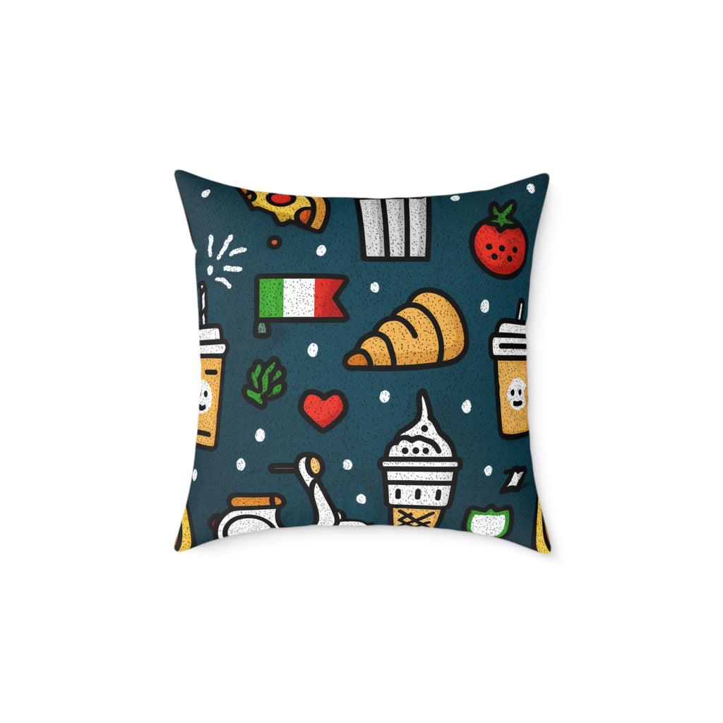 Charming Italy Themed Decorative Pillow, Cozy Couch Accent, Kitchen Decor, Gift for Food Lovers, Fun Home Accessories