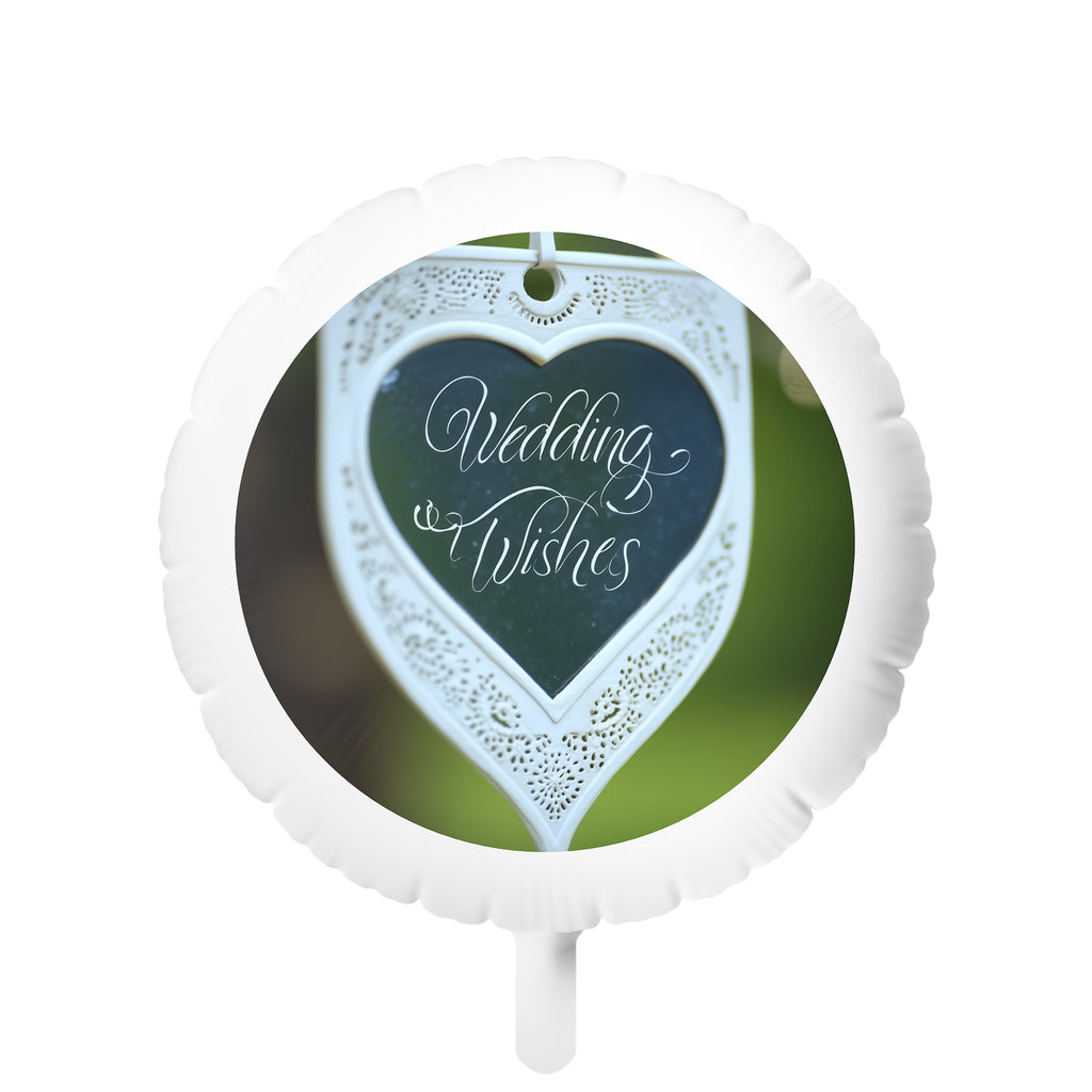 Wedding Wishes Mylar Balloon - Round Helium Balloon for Weddings & Bridal Showers