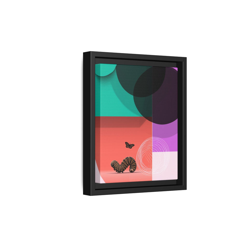 Striped Caterpillar and Butterfly Framed Print , Mid-Century Modern Color Blocks   |  Personalized & Custom Orders Available