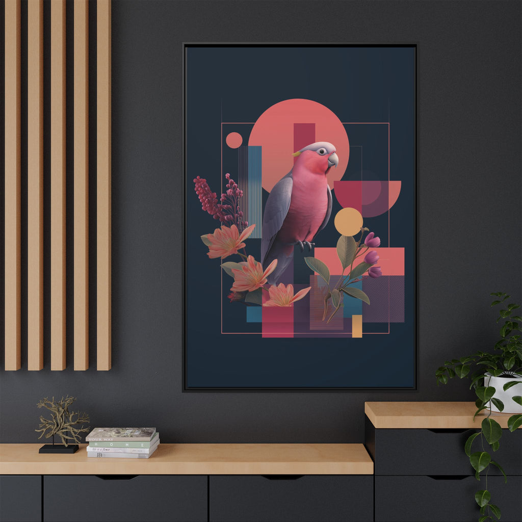 Galah Geometric Framed Print : Stylized Digital Cockatoo Portrait, Contemporary Abstract Botanical    |   Custom Orders Accepted