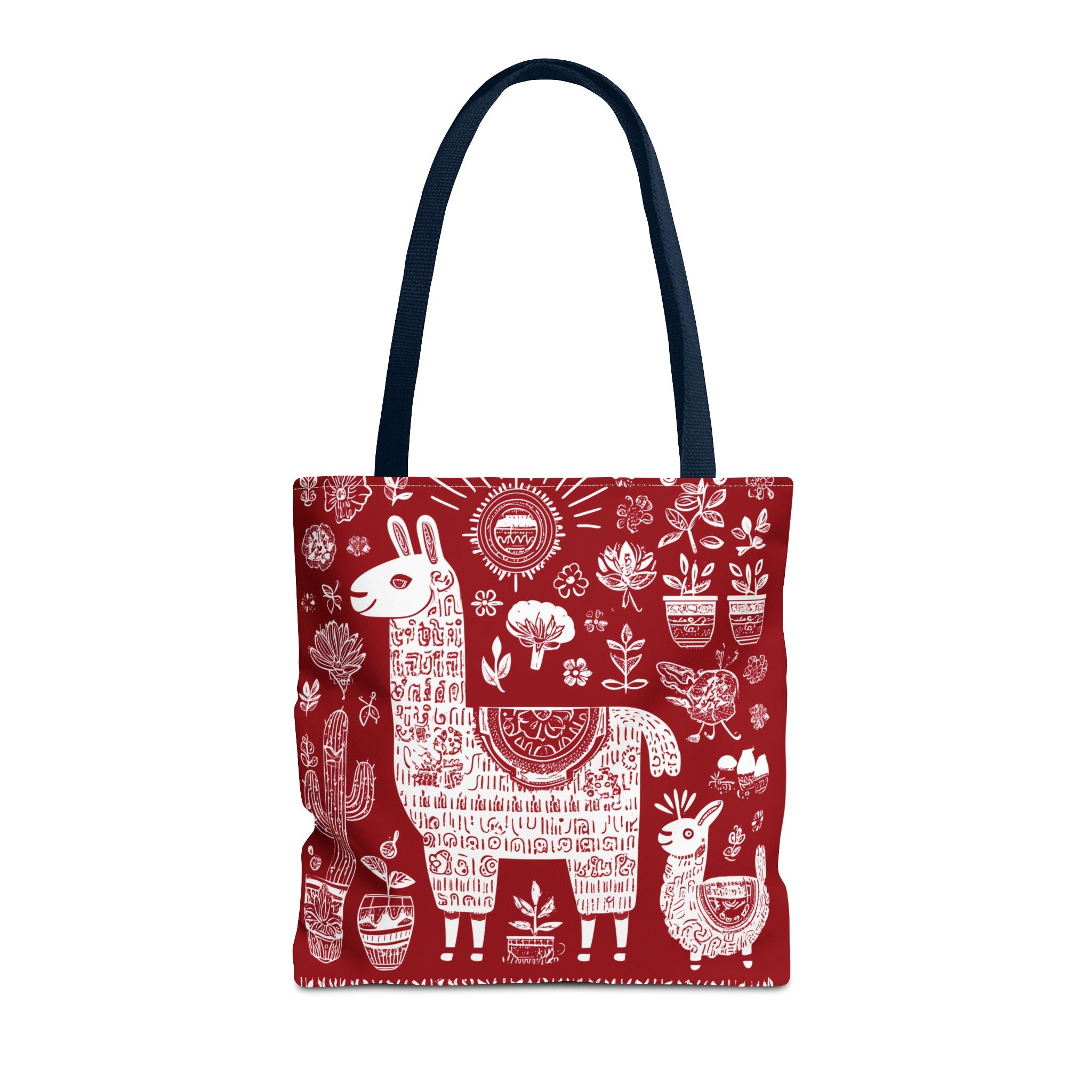 Llama Love Tote Bag, Colorful Alpaca Shopper, Boho Market Tote, Eco-Friendly Gift, Perfect for Festivals, Red AOP Design