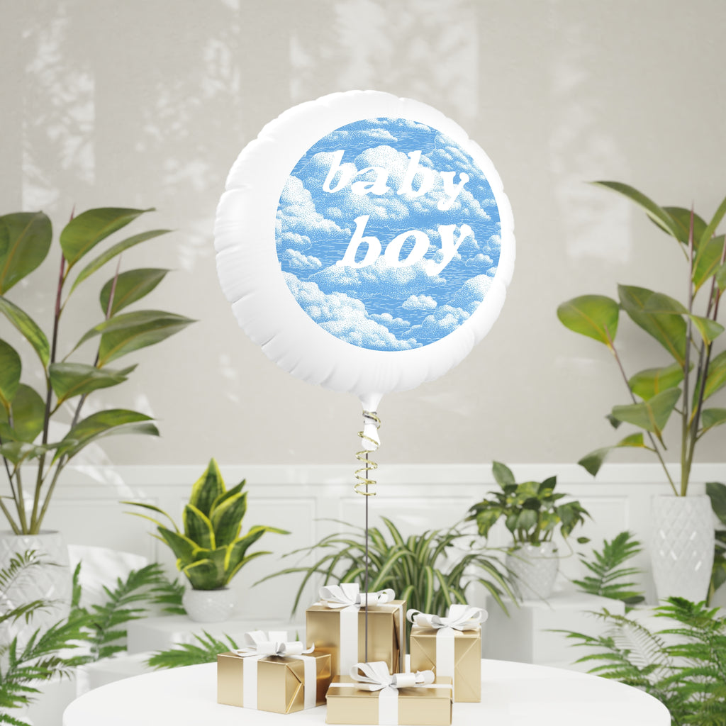 Baby Boy Blue Cloud Mylar Balloon — Helium Round Party Balloon