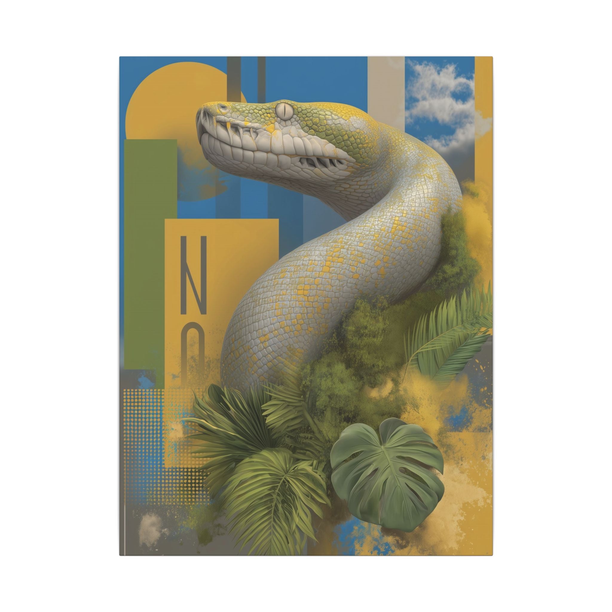 Serpent Sovereignty: Digital Wildlife Illustration, Geometric Botanical Landscape   |    Custom Orders Available