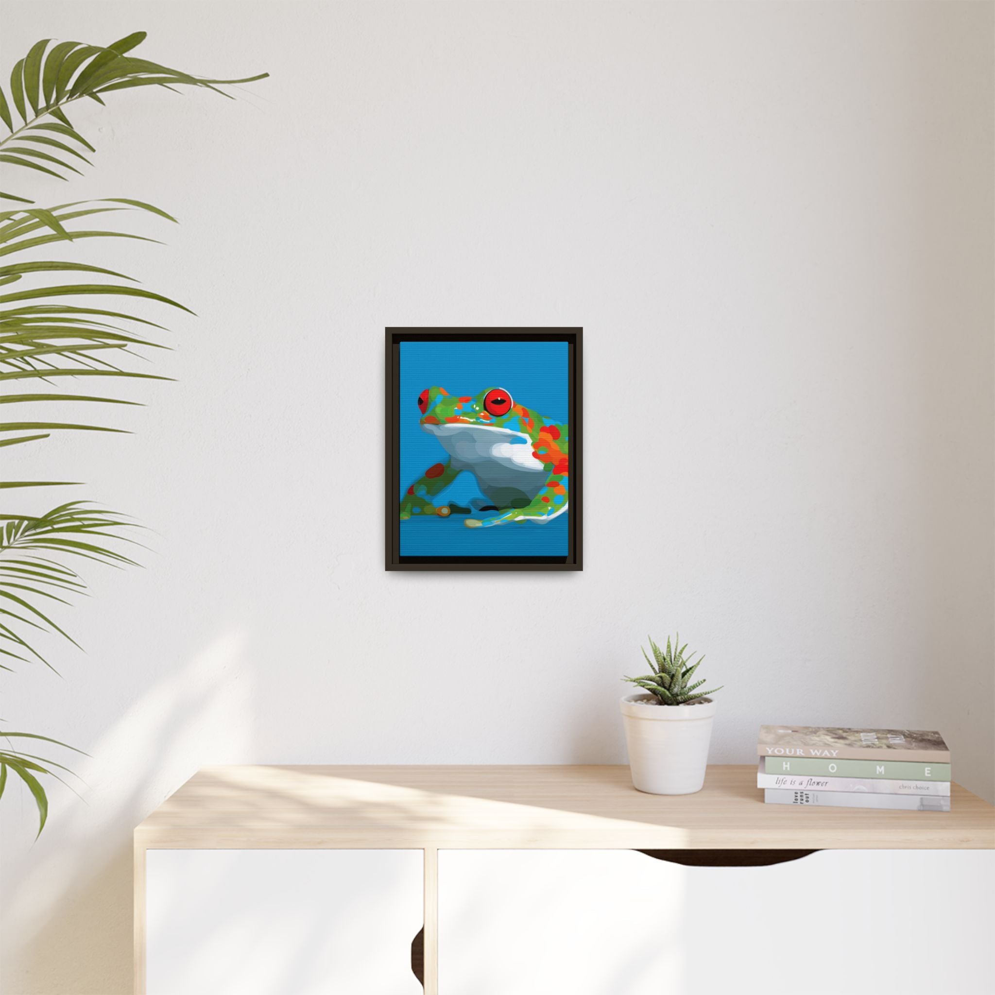 Chromatic Amphibian Framed Print : Mosaic Frog Vector Art, Modern Wildlife Illustration   |  Personalized & Custom Orders Available