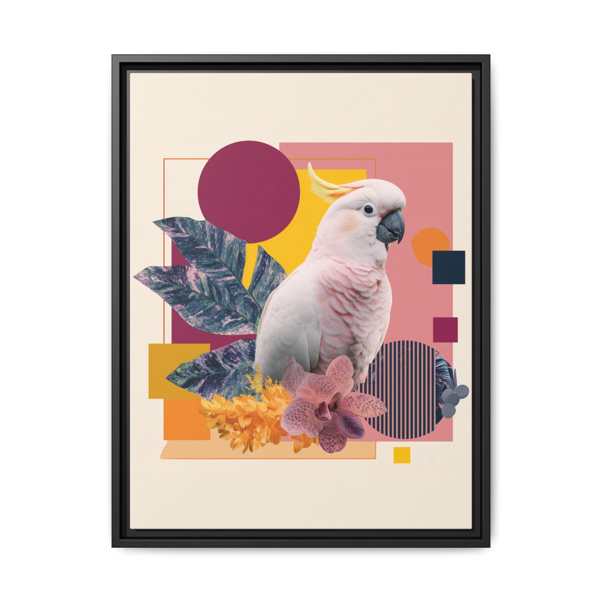 Cockatoo Geometric Framed Print : Tropical Digital Collage, Modern Abstract Design   |  Personalized & Custom Orders Available