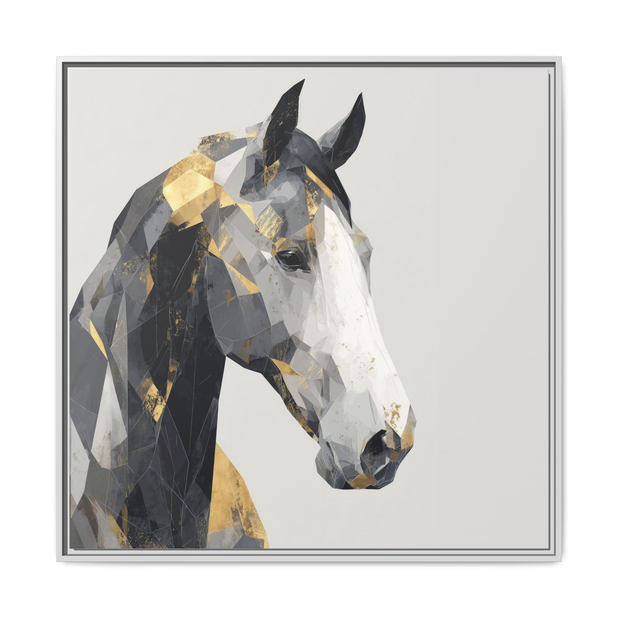 Geometric Stallion: Cubist Equine Art, Modern Metallic Polygonal Design   |  Personalized & Custom Orders Available