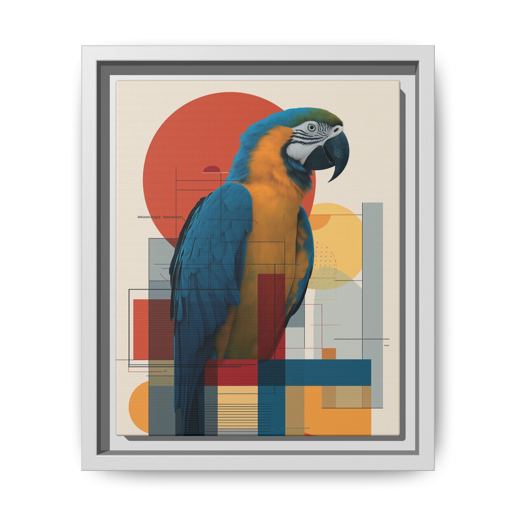 Macaw in Geometric Harmony: Modern Avian Portrait, Architectural Abstract Composition   |    Custom Orders Available
