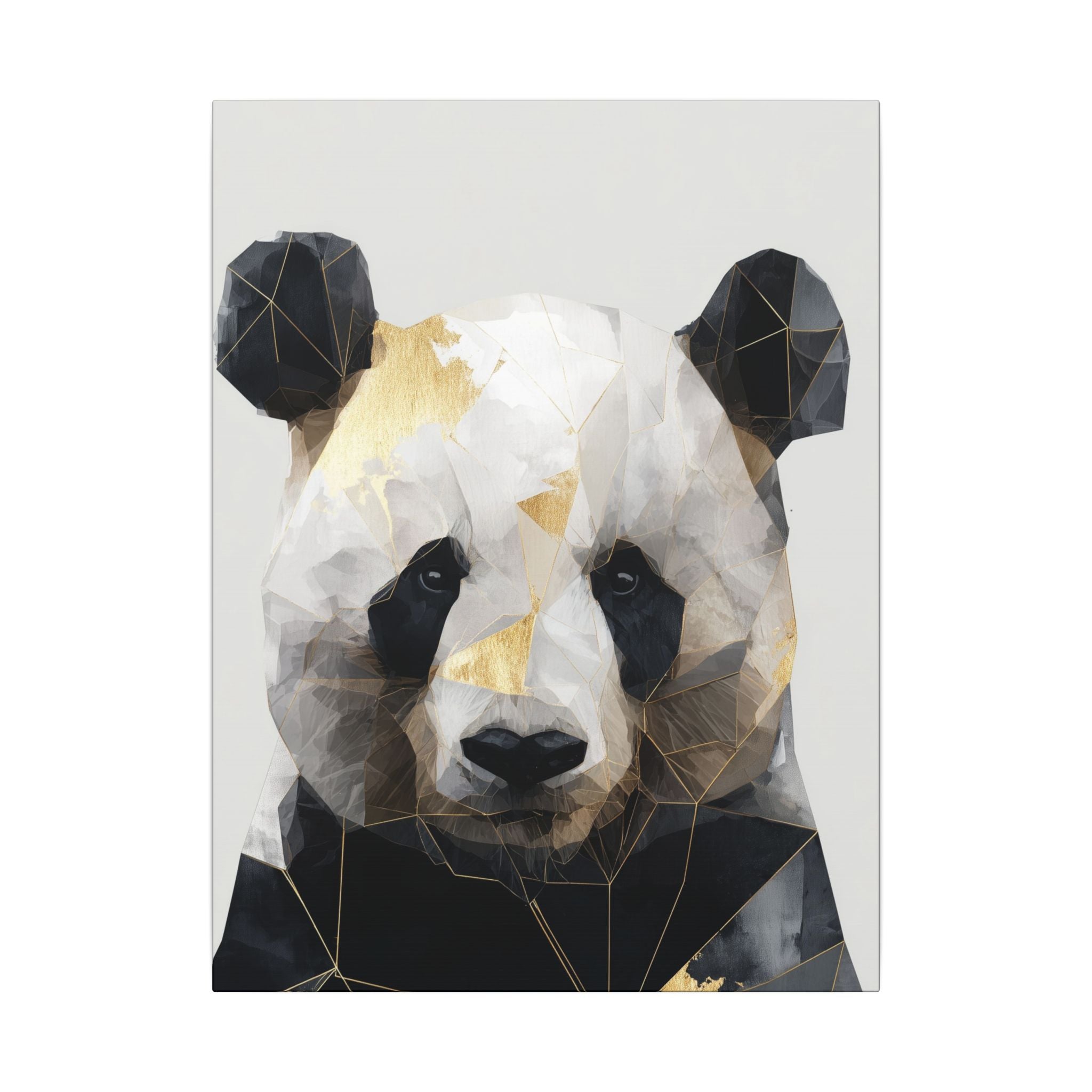 Geometric Panda: Low Poly Art, Contemporary Wildlife Portrait, Metallic Triangular Design   |  Personalized & Custom Orders Available