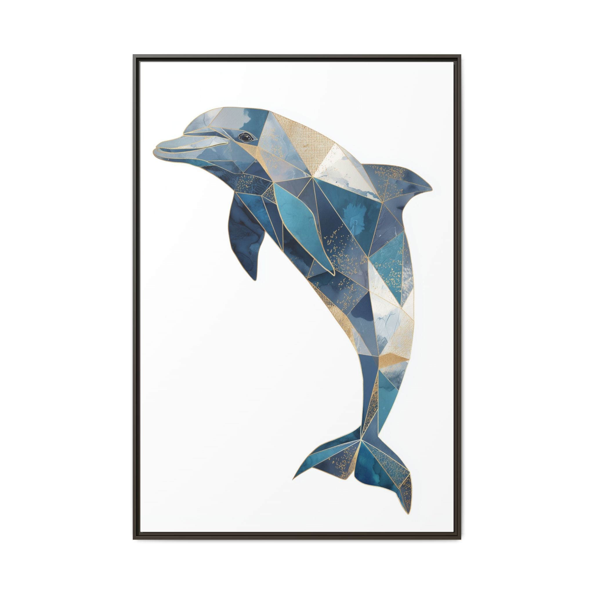 Geometric Dolphin Mosaic Framed Print , Contemporary Marine Art   |  Personalized & Custom Orders Available