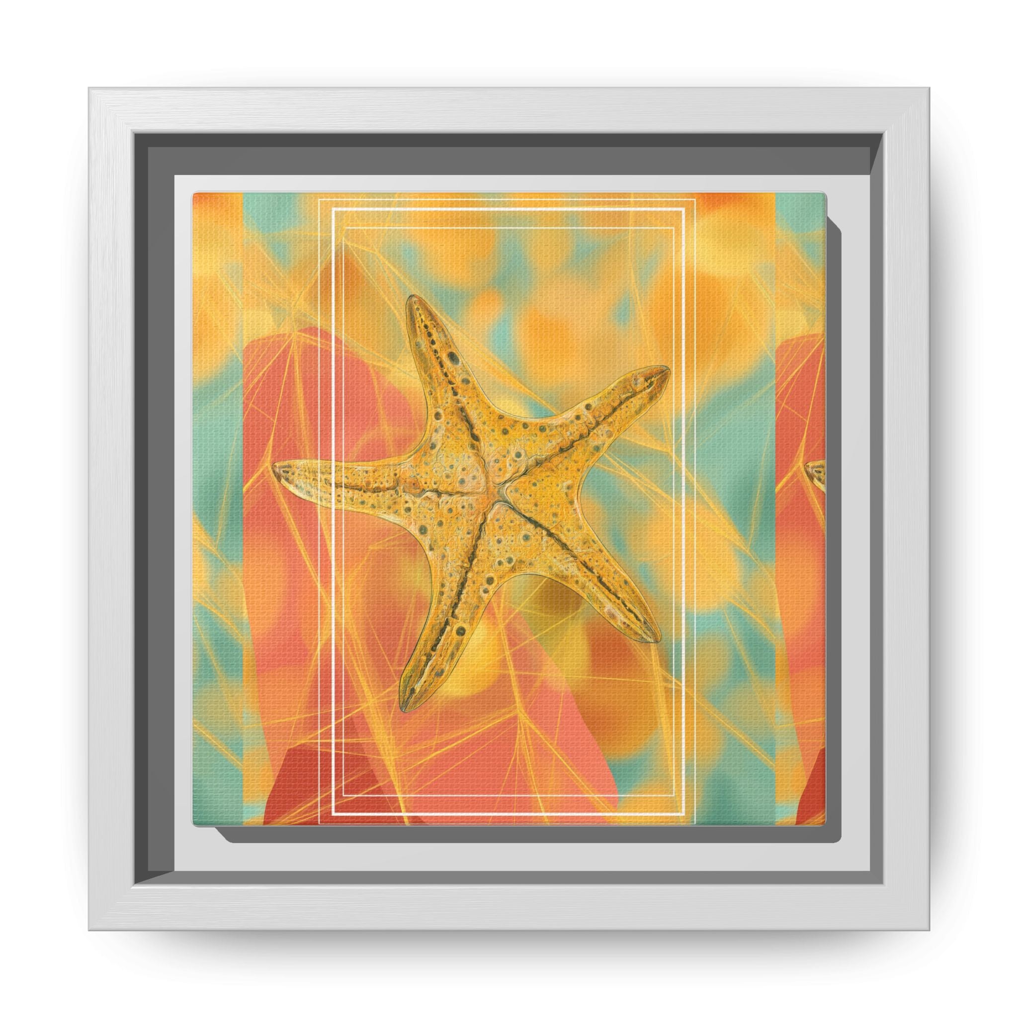 Celestial Starfish: Marine Geometry in Golden Hues, Tropical Oceanic Texture   |    Custom Orders Available