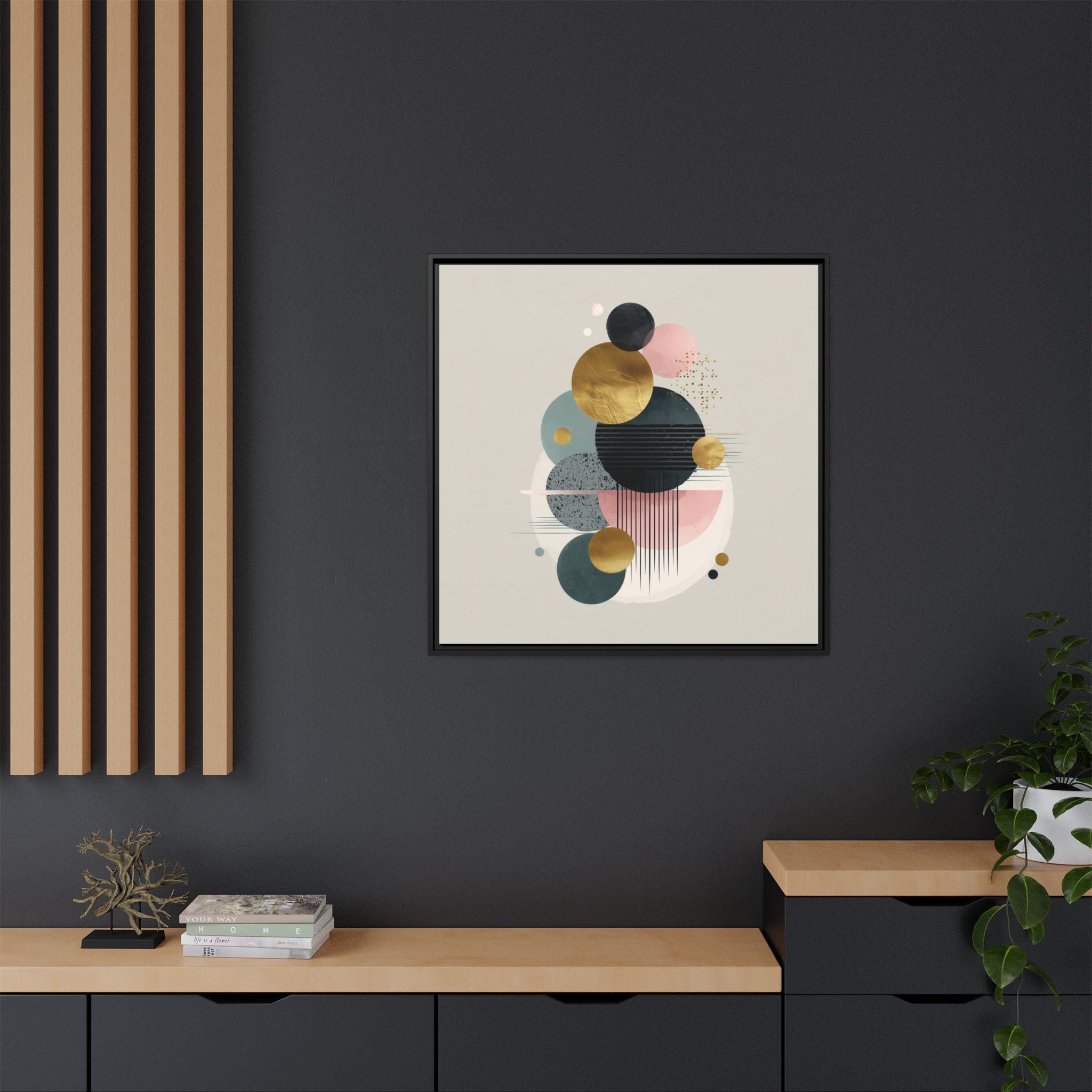 Geometric Harmony: Intersecting Circles, Mid-Century Modern Design, Abstract Metallic Composition   |   Custom Orders Accepted
