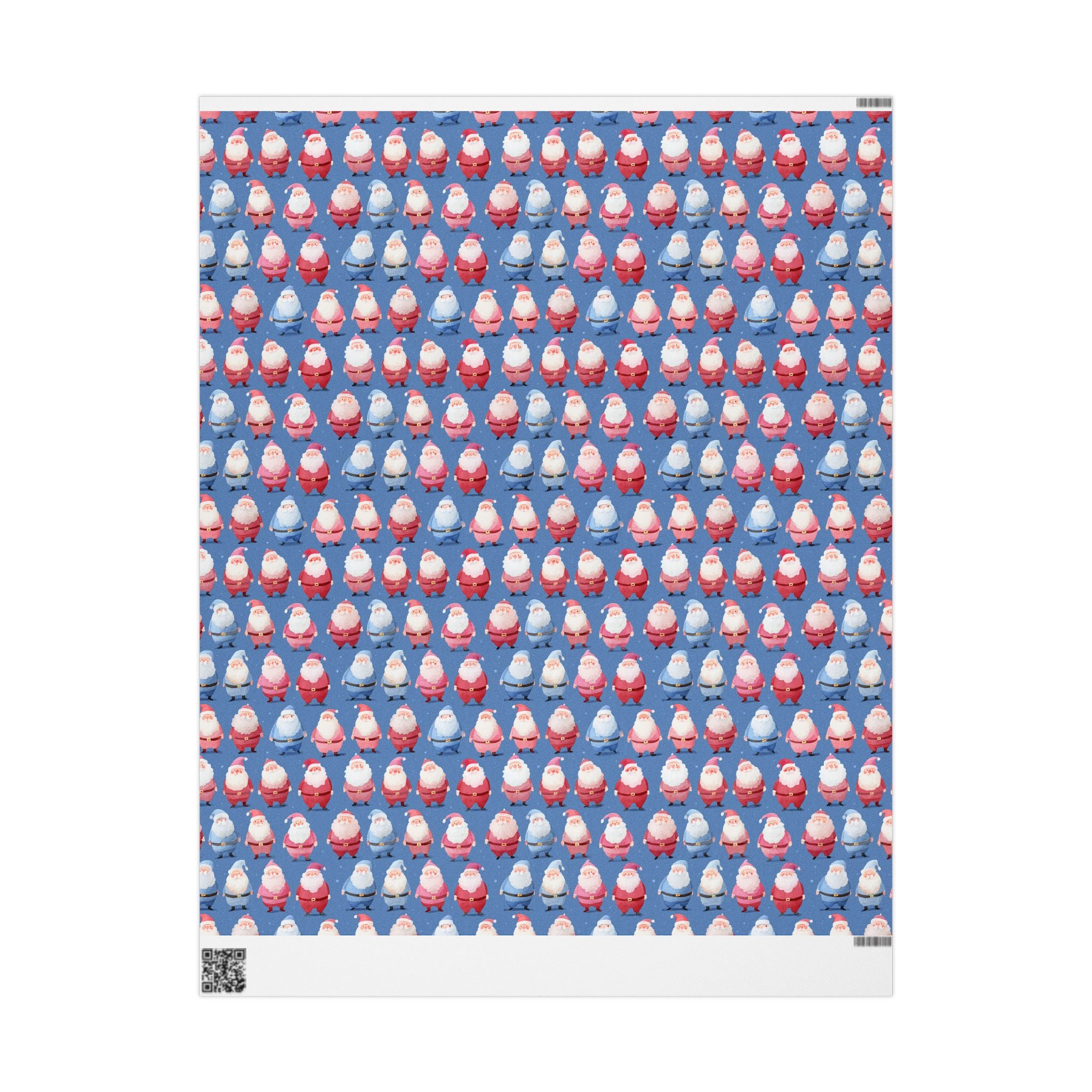 Santa Pattern Wrapping Paper Roll — Festive Blue Christmas Gift Wrap