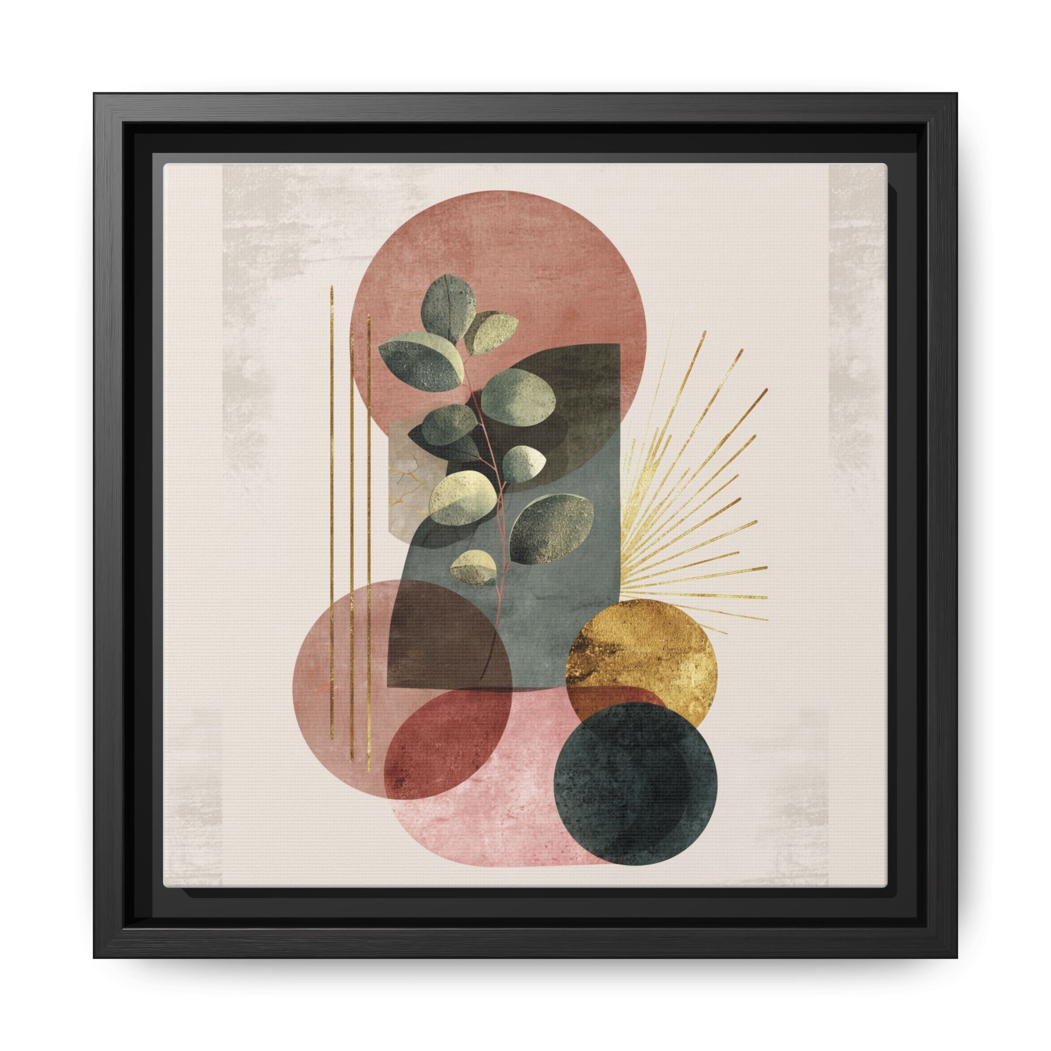 Botanical Geometric Symphony: Eucalyptus Harmony, Metallic Intersections, Modern Earth Tones   |   Custom Orders Accepted