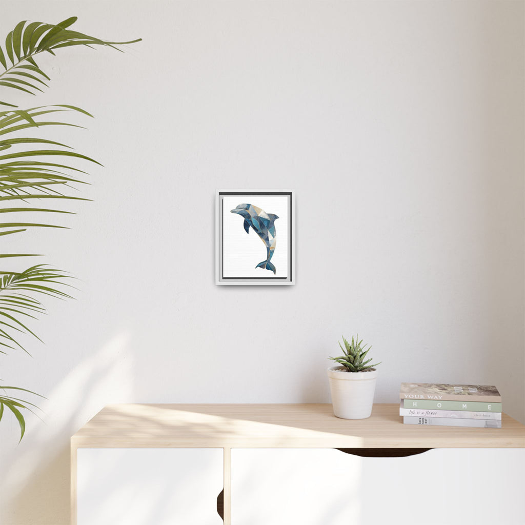 Geometric Dolphin Mosaic Framed Print , Contemporary Marine Art   |  Personalized & Custom Orders Available