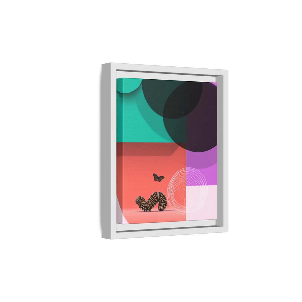 Striped Caterpillar and Butterfly Framed Print , Mid-Century Modern Color Blocks   |  Personalized & Custom Orders Available