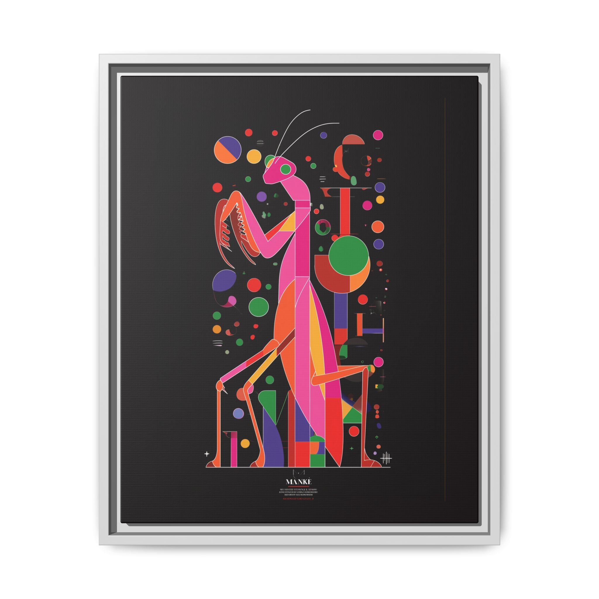 Mantis Geometrica Framed Print : Cubist Insect Design, Vibrant Graphic Poster Art   |   Custom Orders Available