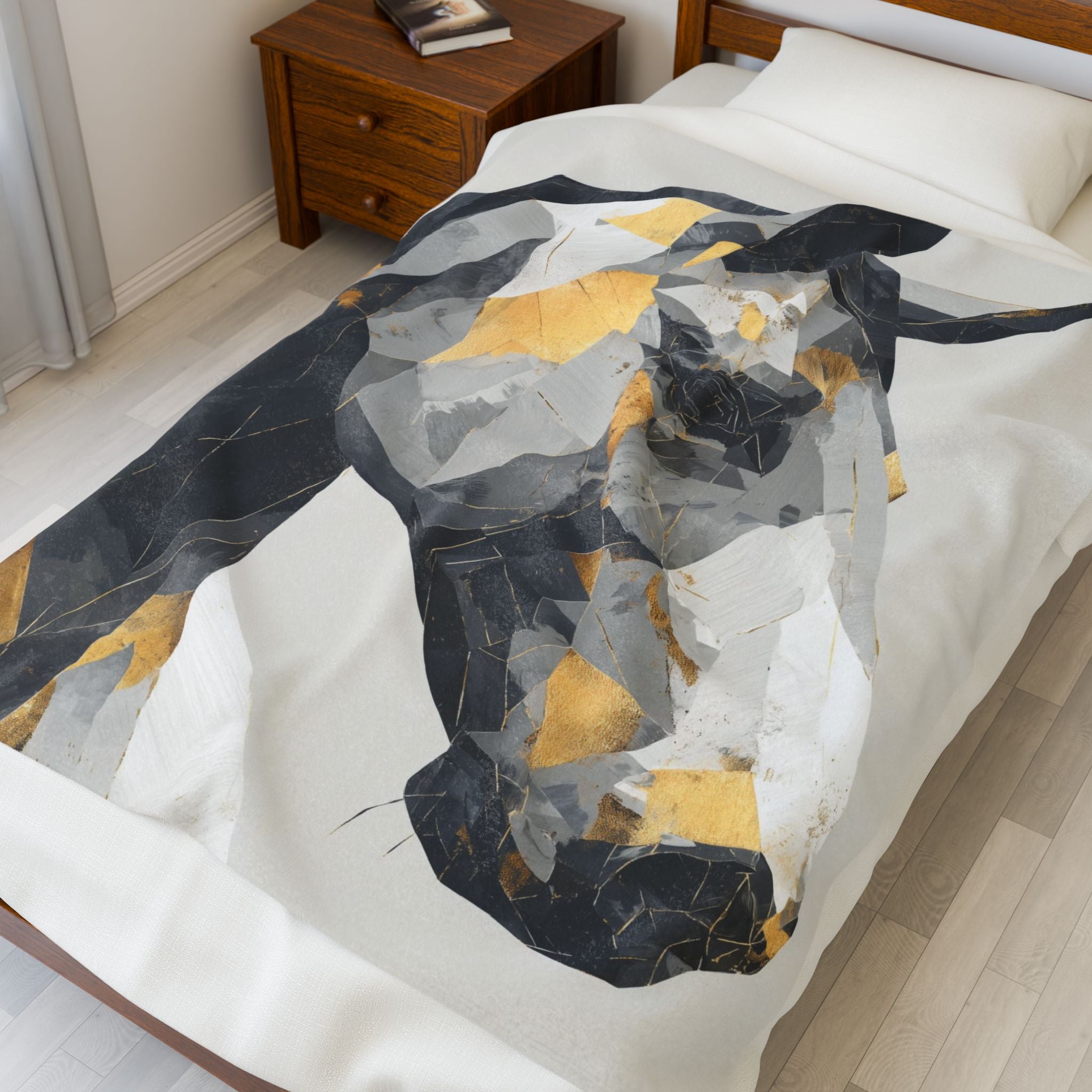 Geometric Horse Doona Cover, Cubist Digital Art, Modern Abstract Equestrian Composition   |  Personalized & Custom