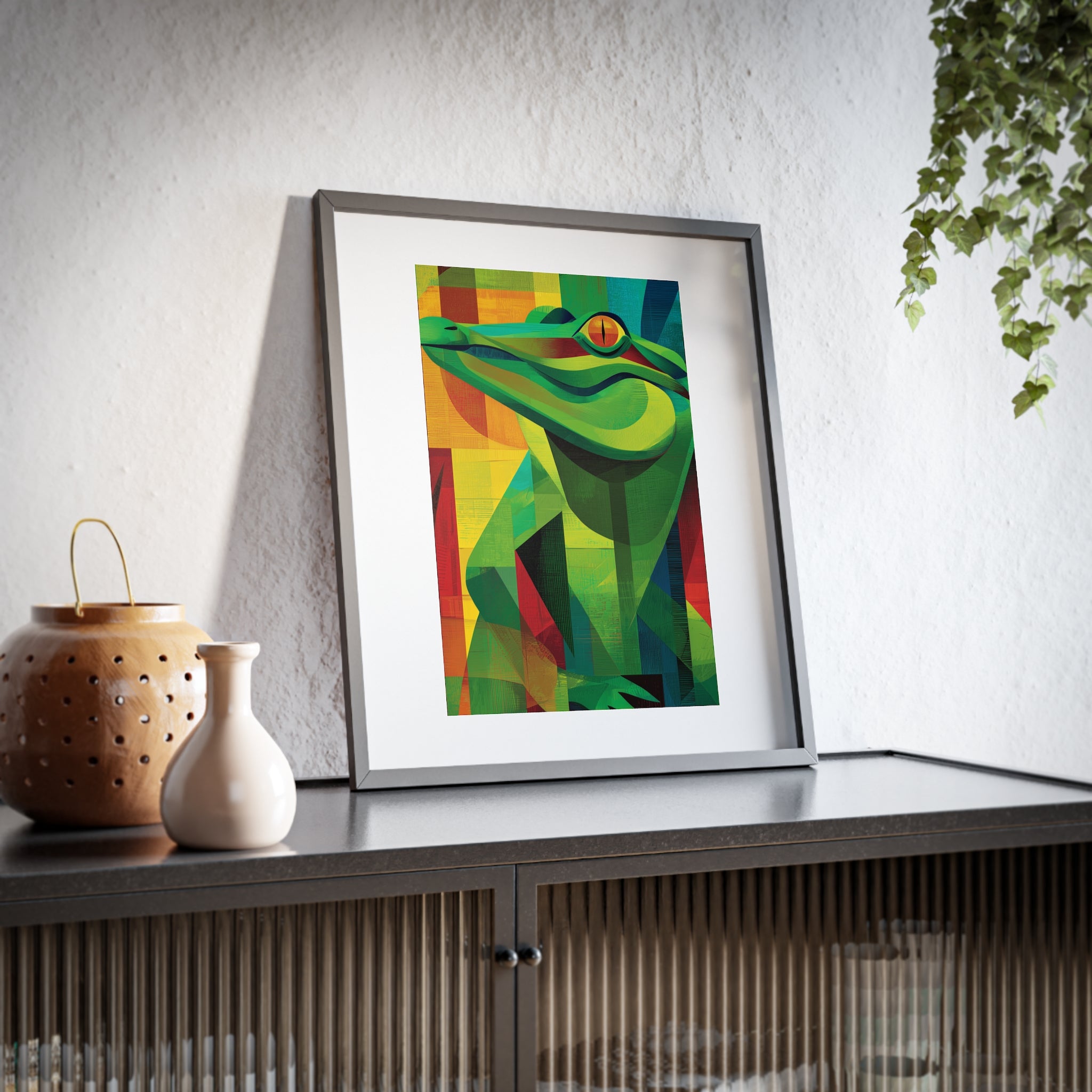 Vibrant Alligator Art Framed Poster, Colorful Wall Decor, Nature-Inspired Home Decor, Unique Gift for Animal Lovers, Modern Art Print