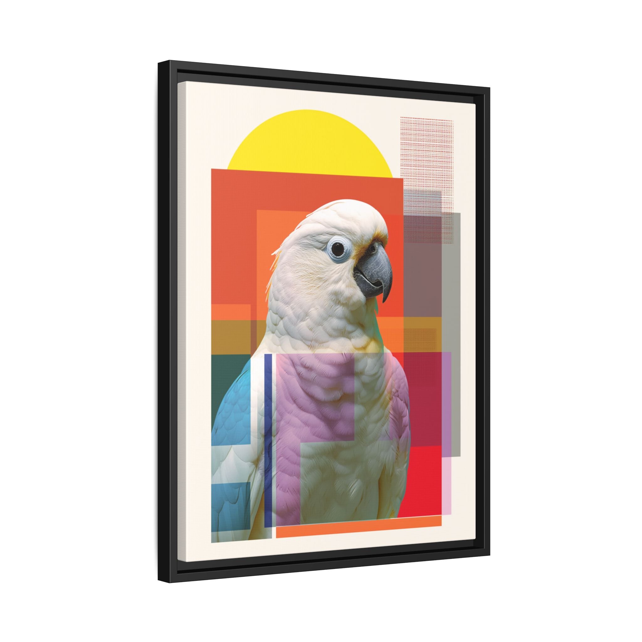Cockatoo Chromatics Framed Print: Geometric Wildlife Portrait, Contemporary Art Print   |  Personalized & Custom Orders Available