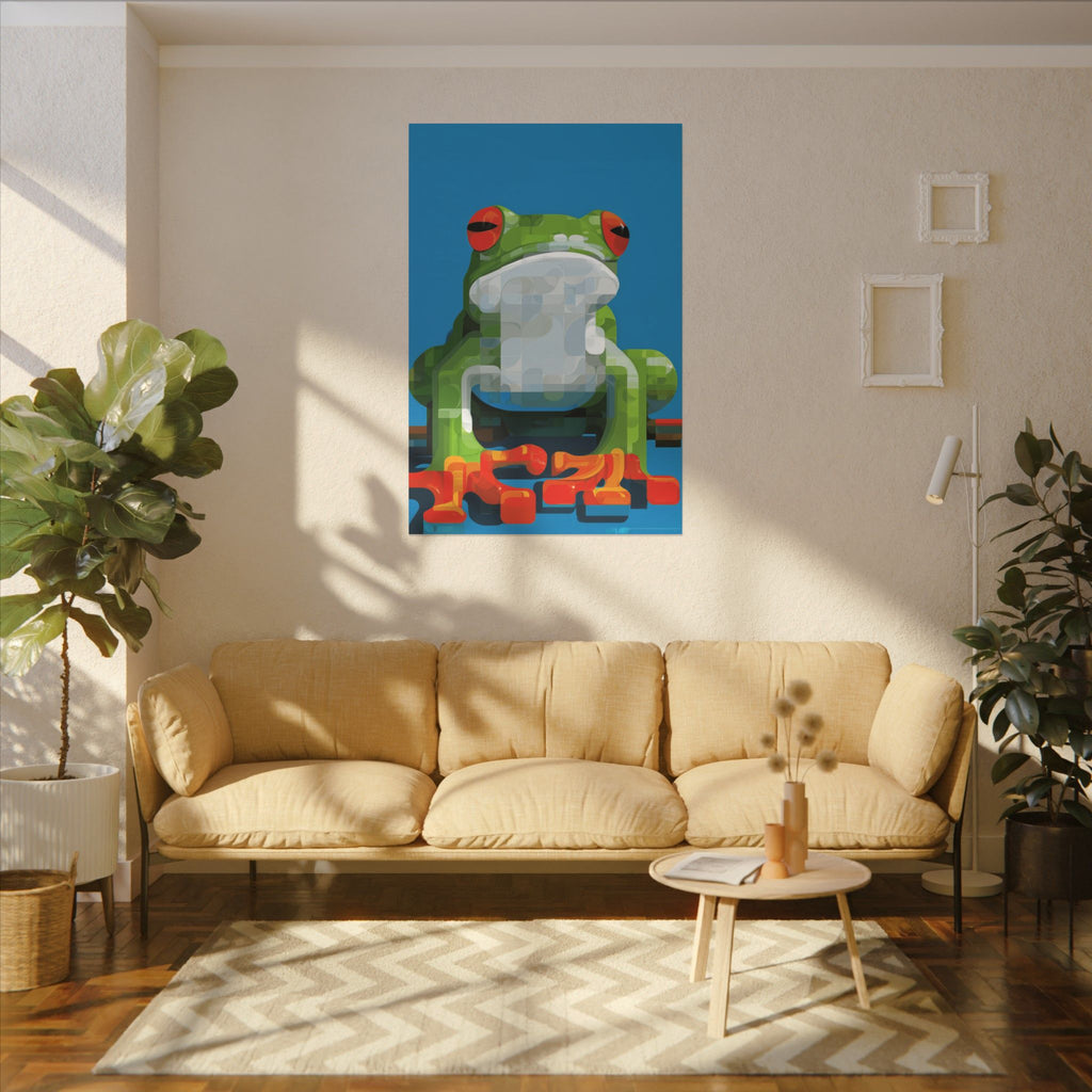 Pixelated Amphibian: Geometric Frog Design, Digital Mosaic Art   |    Custom Orders Available