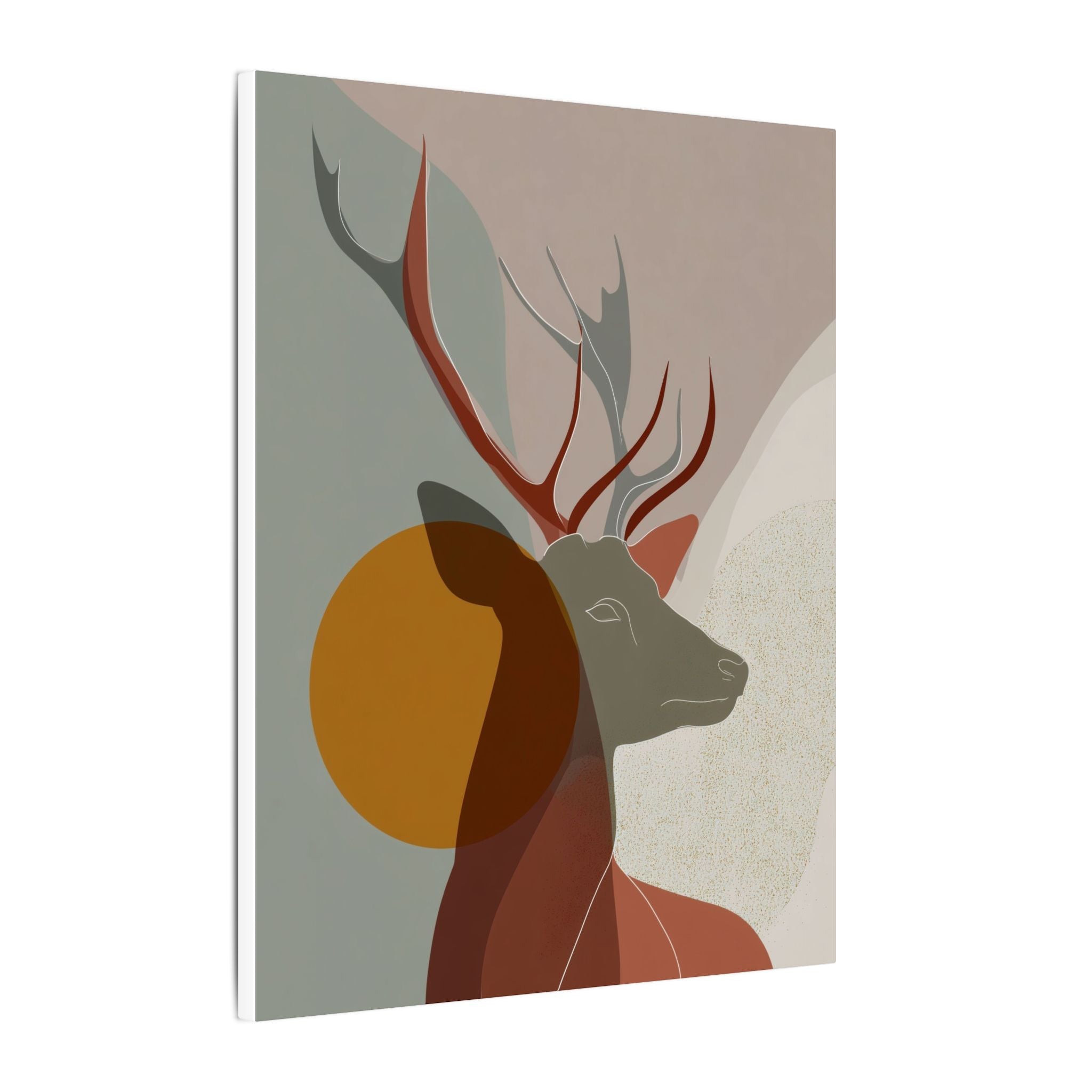Majestic Deer in Abstraction: Minimalist Geometric Design, Earthy Tones, Mid-Century Modern Art   |  Personalized & Custom Orders Available