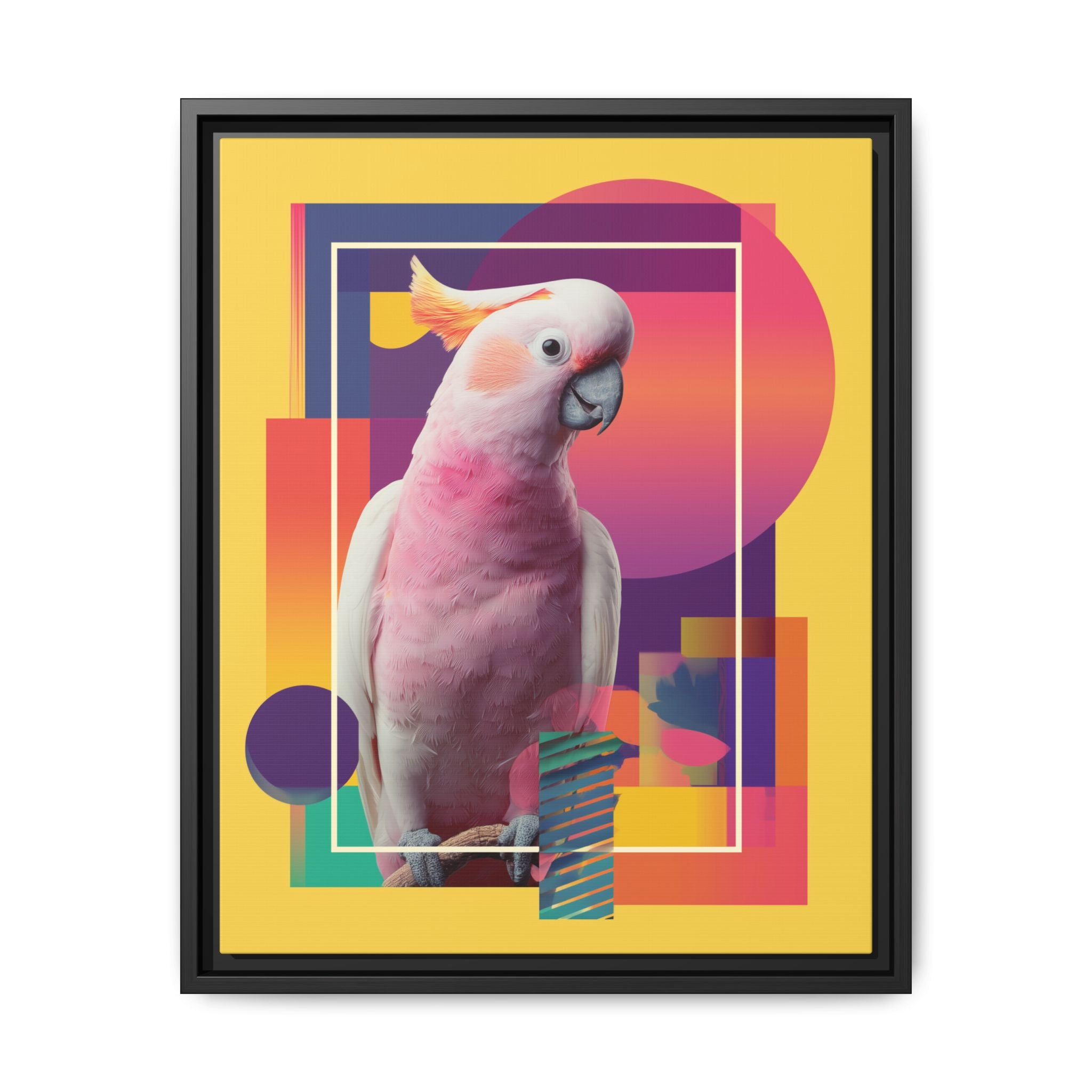 Geometric Cockatoo Composition: Moluccan Parrot Portrait, Modern Abstract Design   |    Custom Orders Available