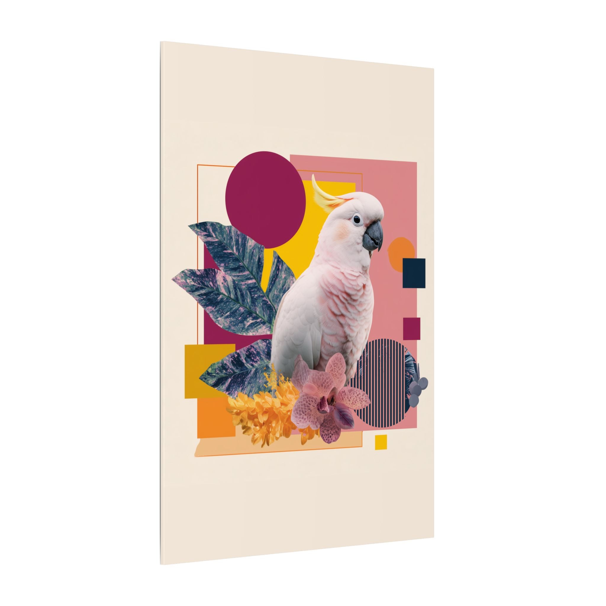 Cockatoo Chromatics: Geometric Botanical Fusion, Modern Graphic Design   |    Custom Orders Available