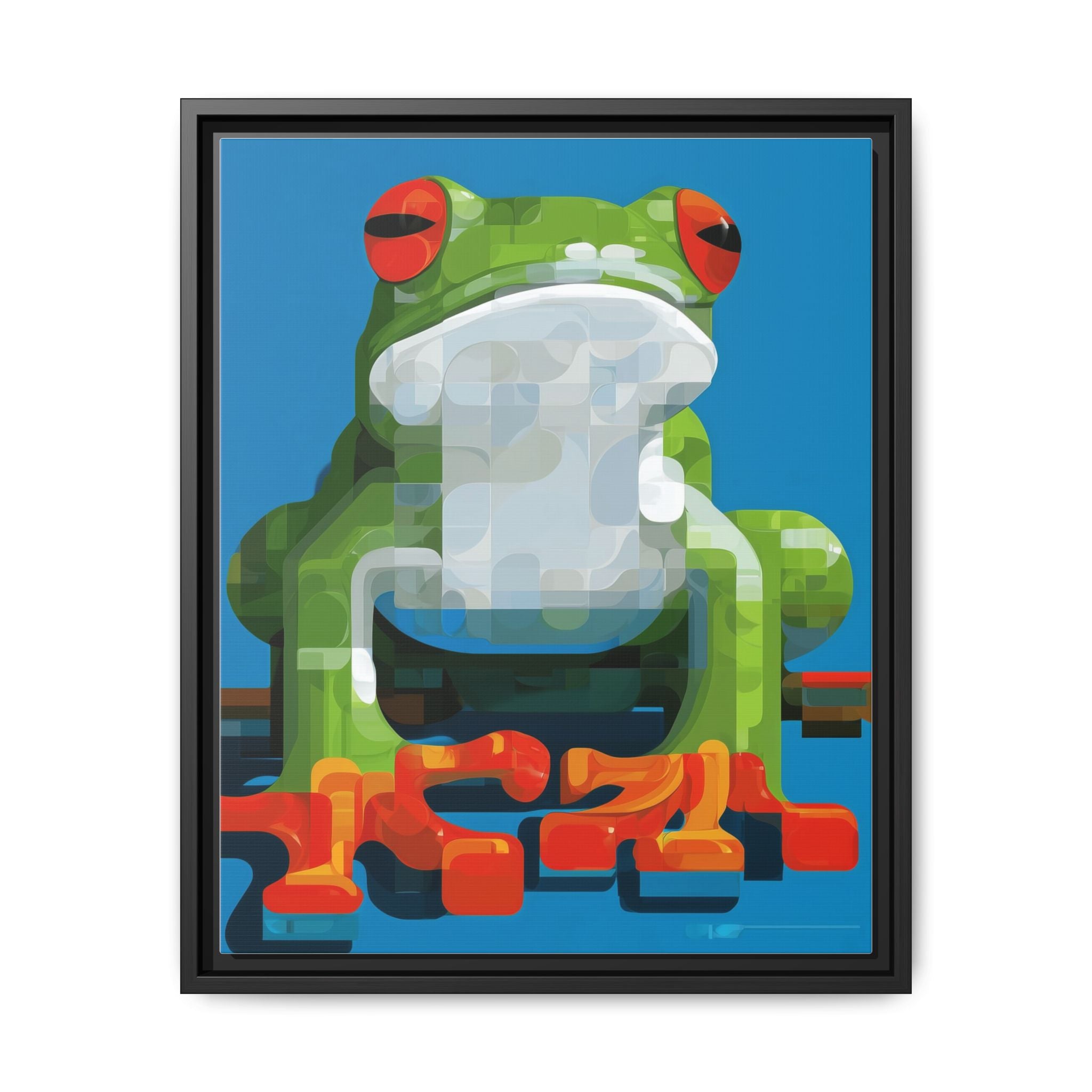 Mosaic Amphibian: Geometric Frog Portrait, Digital Pixel Art Illustration   |    Custom Orders Available