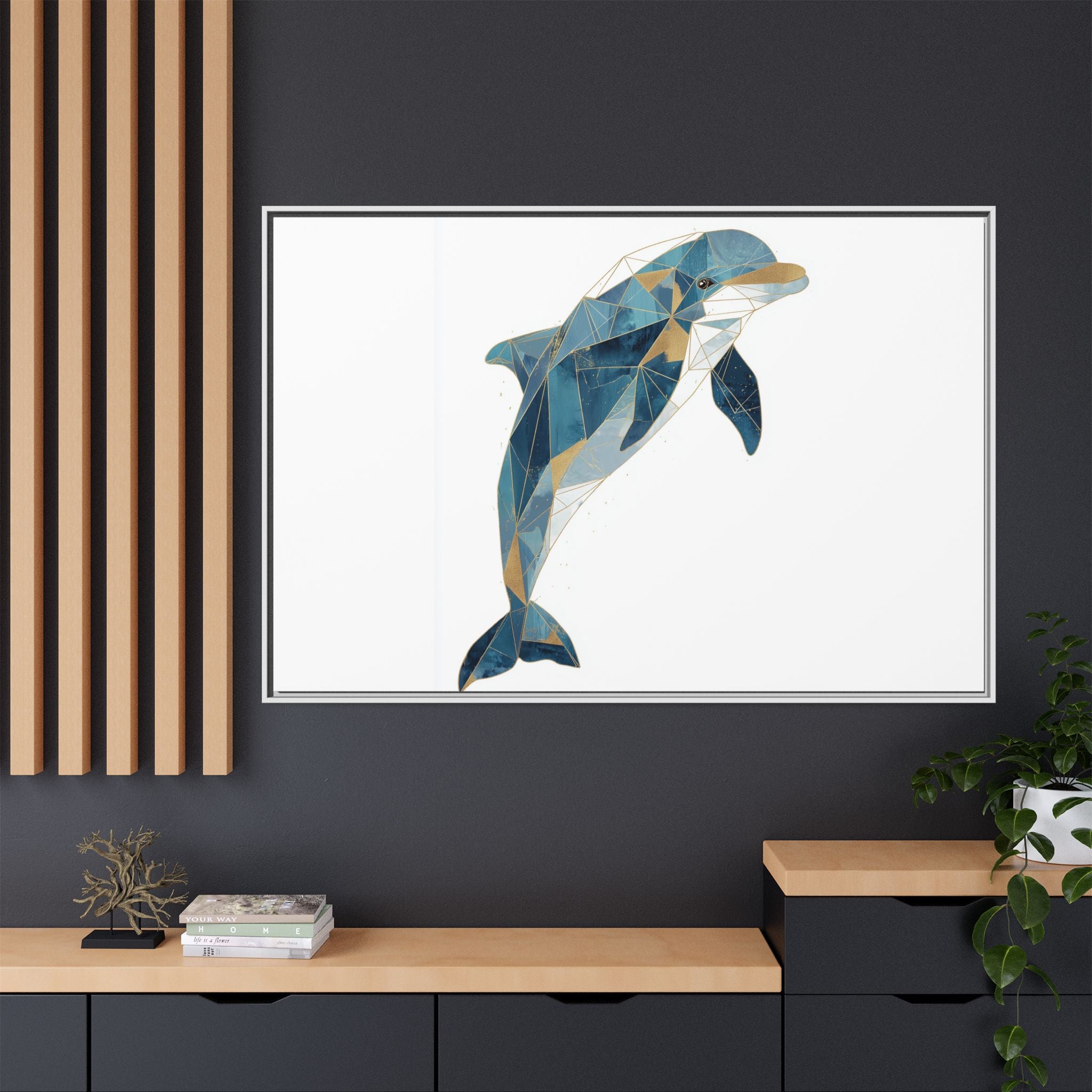 Oceanic Geometry: Dolphin in Blue Polygons, Modern Marine Art   |  Personalized & Custom Orders Available