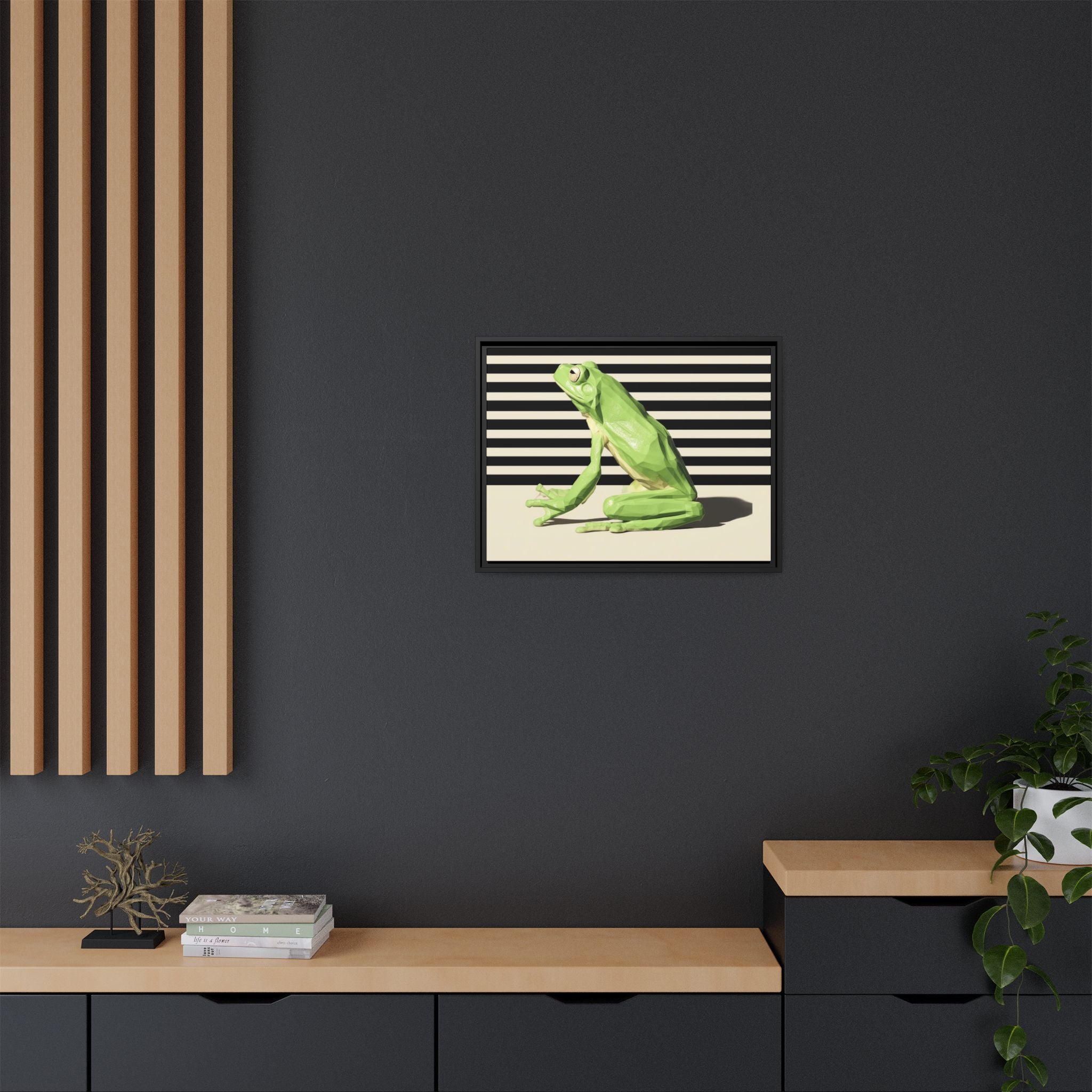 Geometric Frog Framed Print : Low-Poly Amphibian Design, Contemporary Minimalist Art   |  Personalized & Custom Orders Available