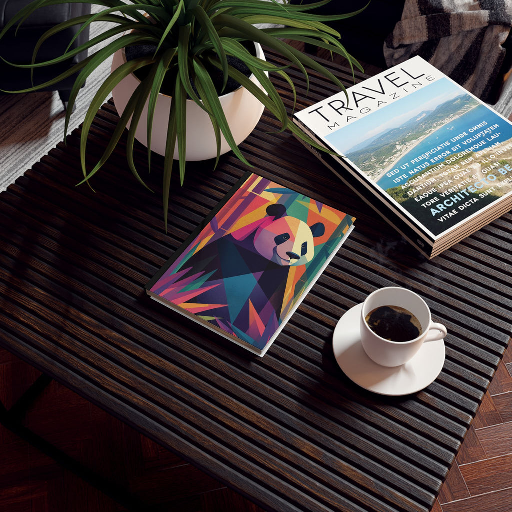 Personalized Journal    |  Kaleidoscope Panda: Geometric Wildlife Art, Digital Color Fragmentation, Contemporary Graphic Design