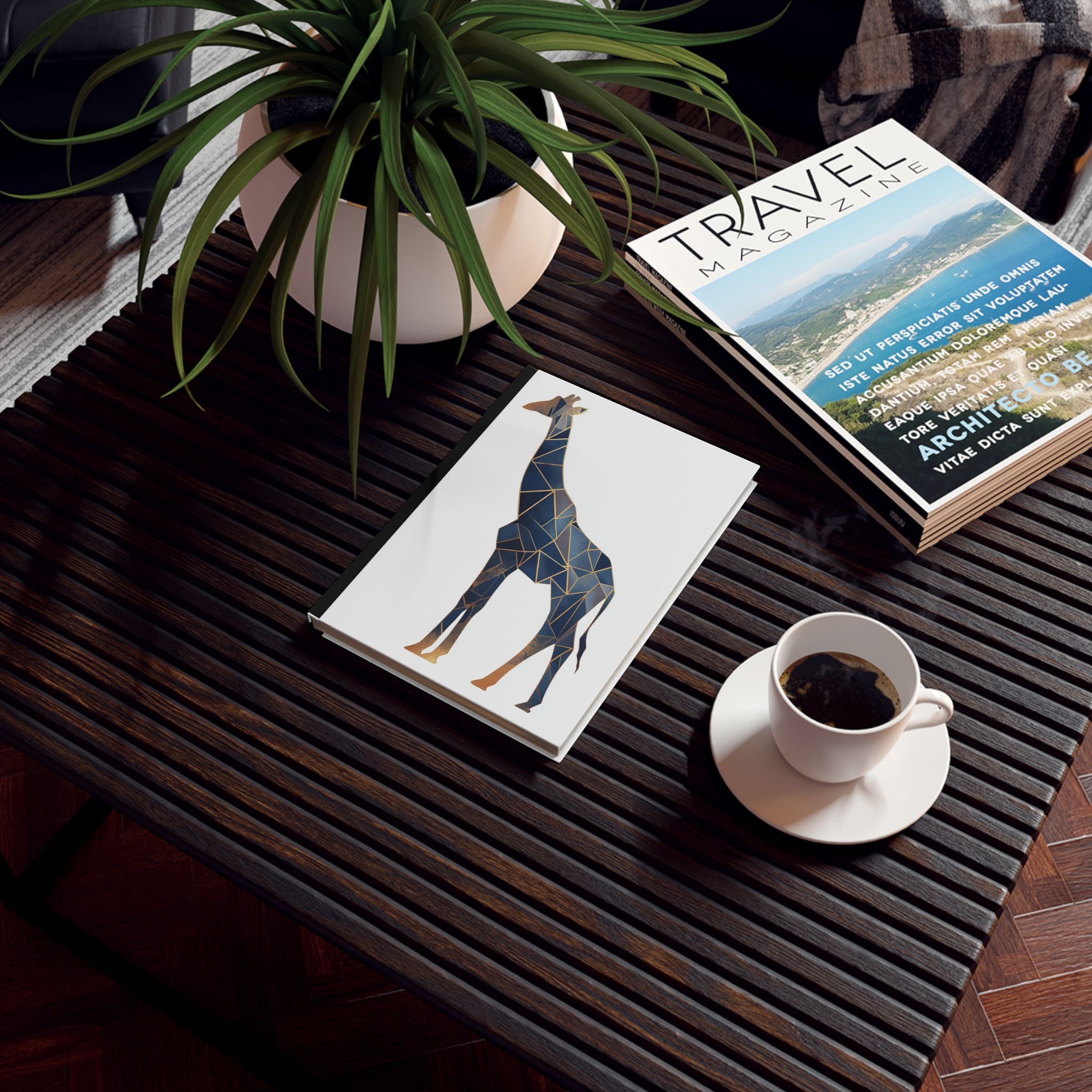 Personalized Geometric Giraffe Journal    |     Gold Accented Geometric Design, Contemporary Wildlife Design