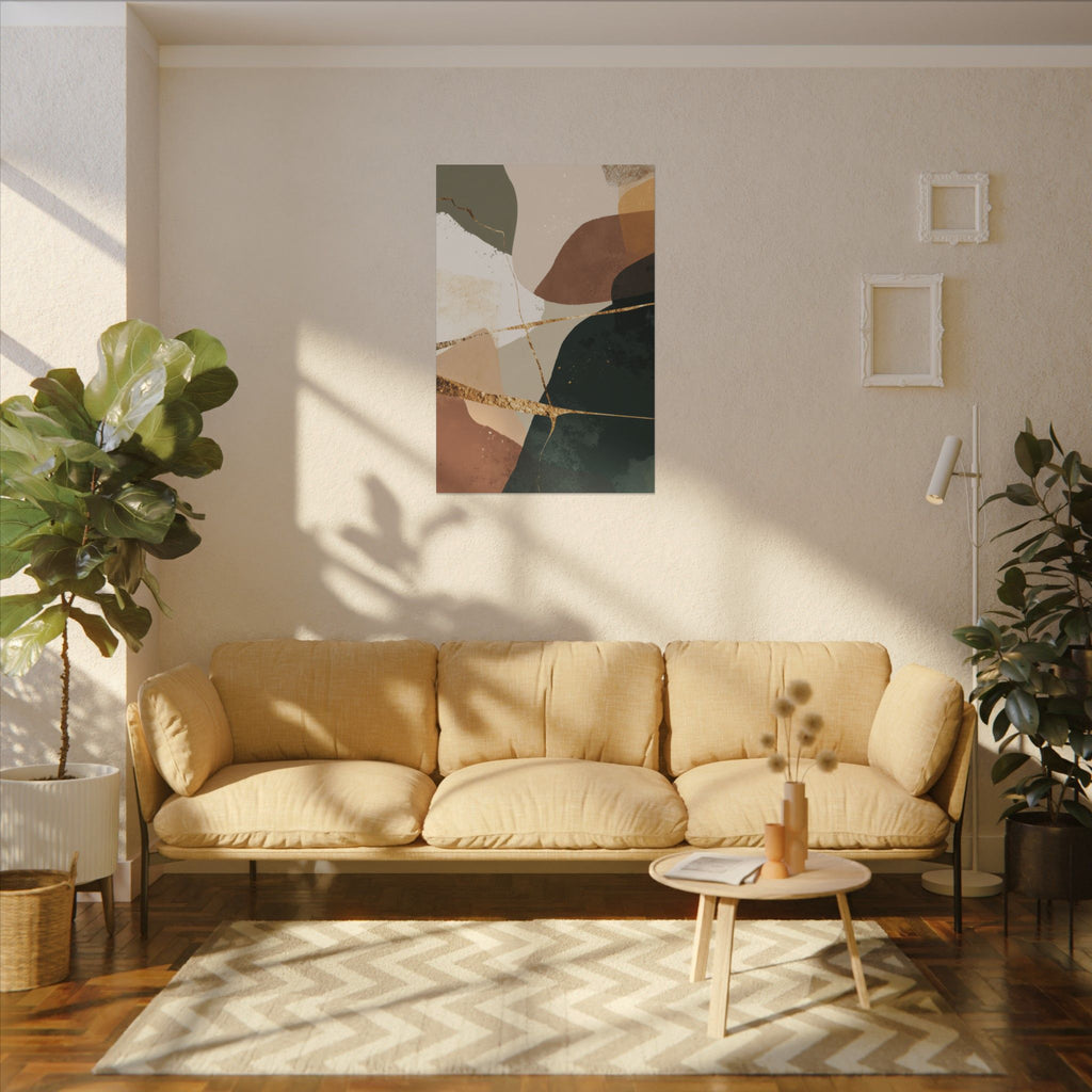 Canvas Print, Abstract Earthy Gold Wall Art, Modern Designer Home Decor, Stretched Matte Canvas; Thick, Multi-Size, Office Decor