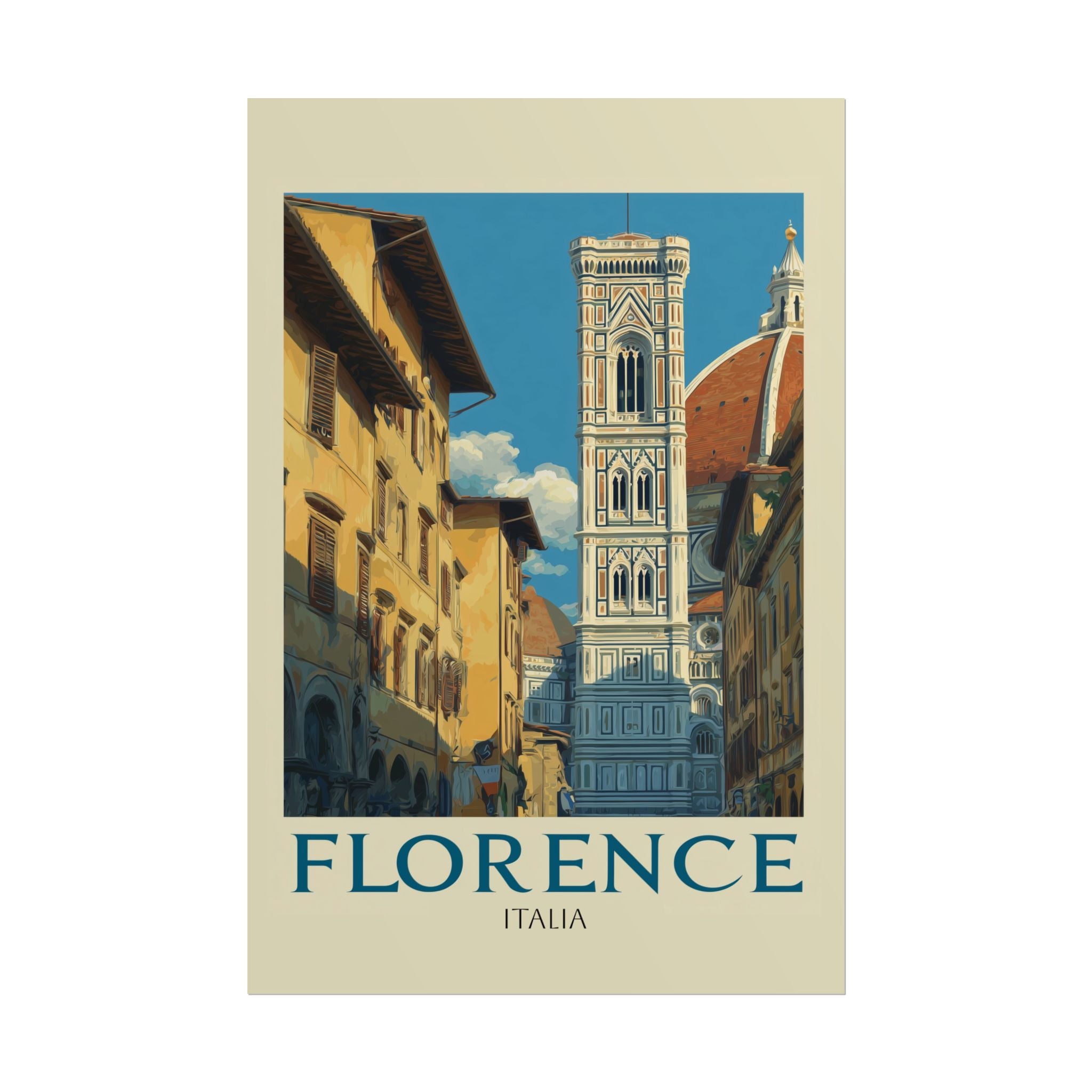 Giotto's Campanile: Vintage Florence Travel Poster, Mid-Century Architectural Illustration   |    Custom Orders Available