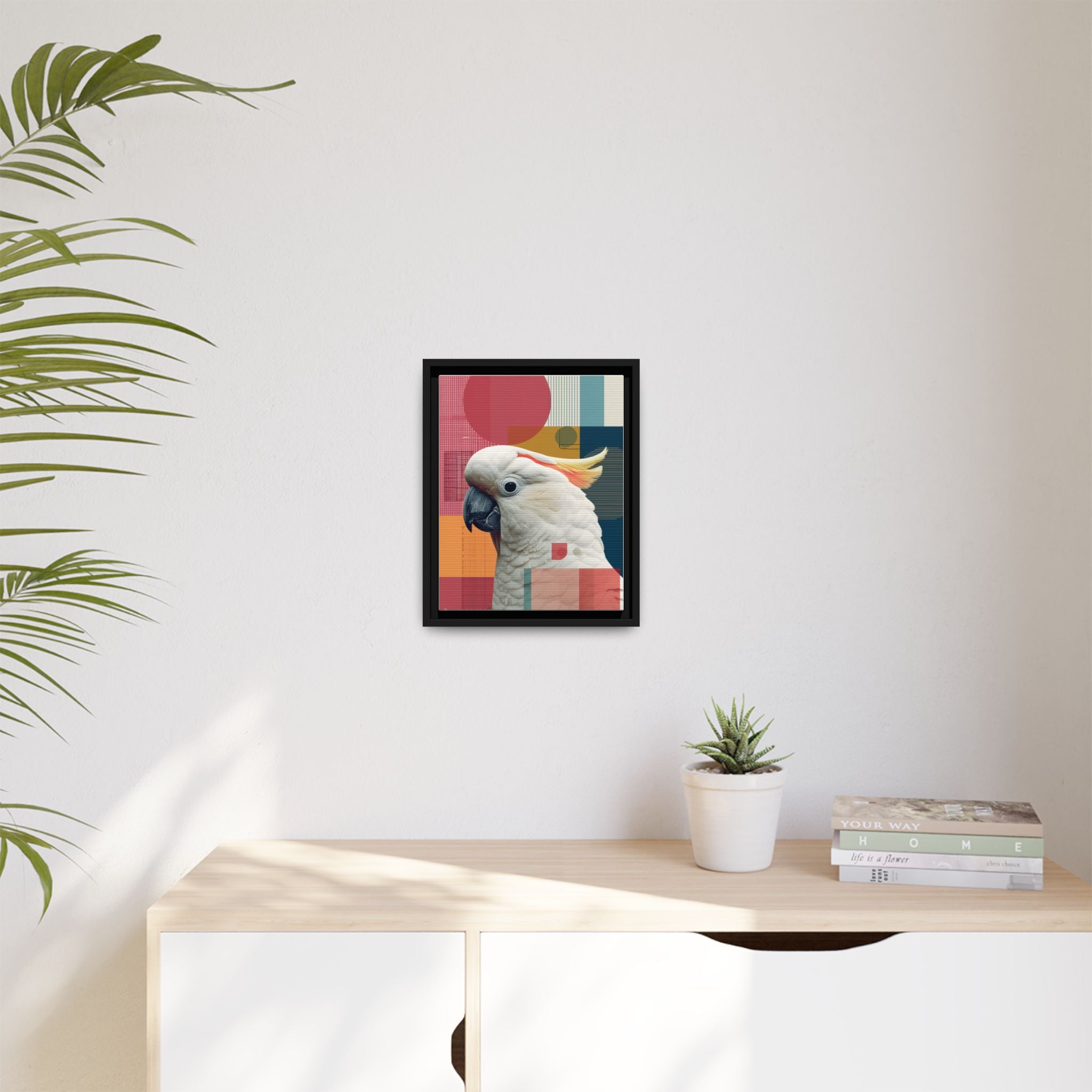 Cockatoo in Geometry: Mid-Century Modern Wildlife Art, Photorealistic Nature Print   |    Custom Orders Available