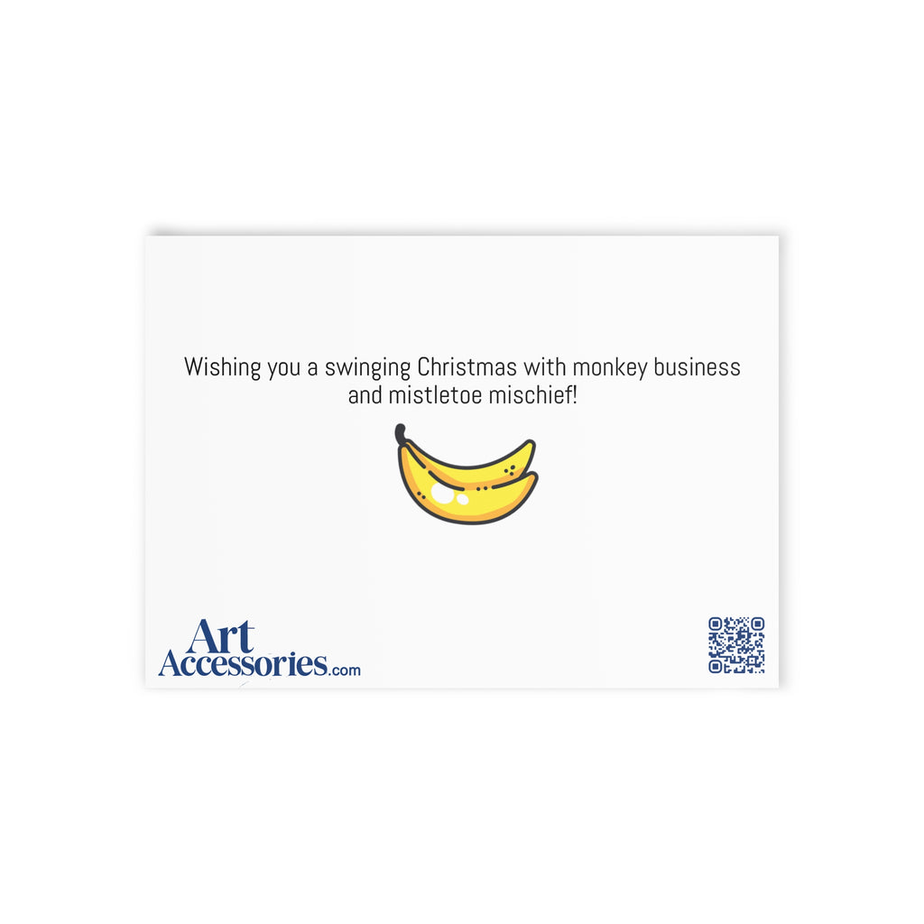 Festive Monkey Holiday Cards - Cute Two-Sided Christmas Greetings, Animal-Themed Greetings, Fun Holiday Stationery, Card Set, Seasonal Decor